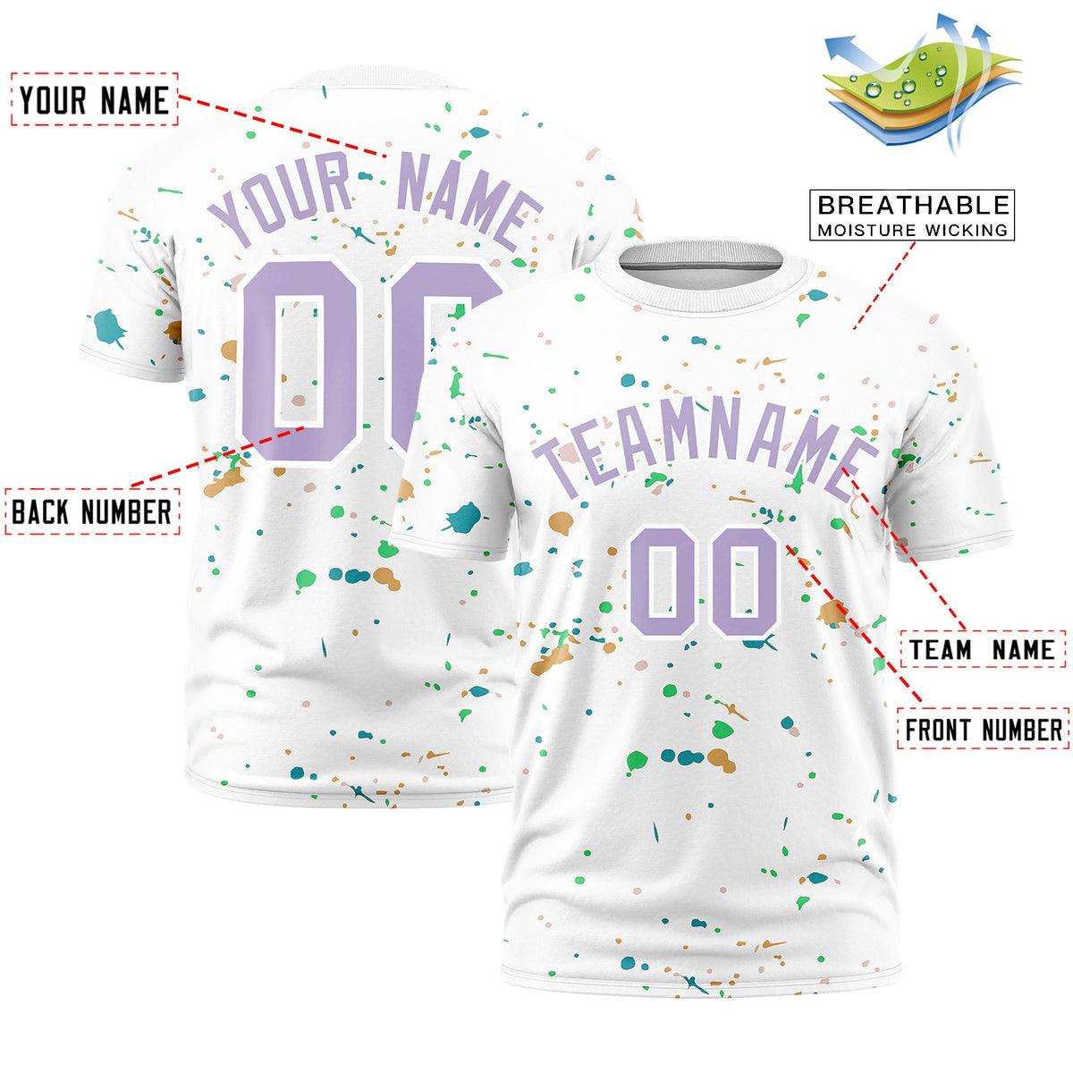 Custom White Light Purple Spray Painting Graffiti Pattern Personalization T-shirt| KXKSHOP