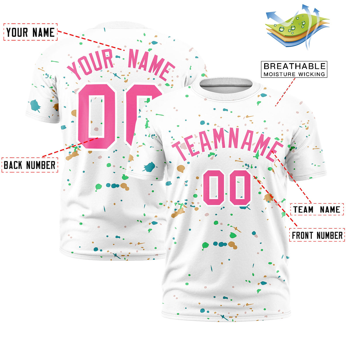 Custom White Pink Spray Painting Graffiti Pattern Personalization T-shirt| KXKSHOP