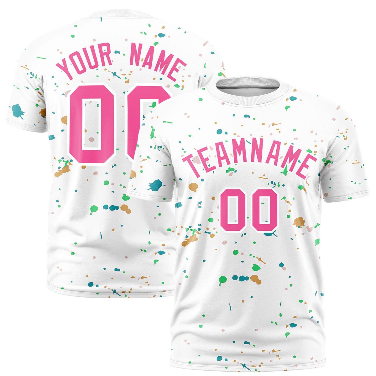 Custom White Pink Spray Painting Graffiti Pattern Personalization T-shirt| KXKSHOP
