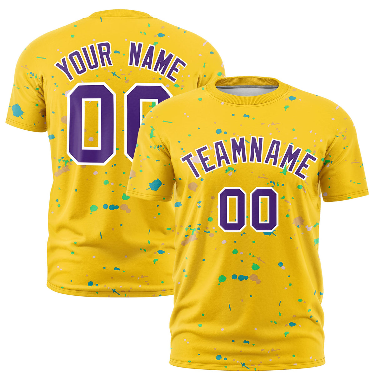 Custom Gold Purple White Spray Painting Graffiti Pattern Personalization T-shirt| KXKSHOP