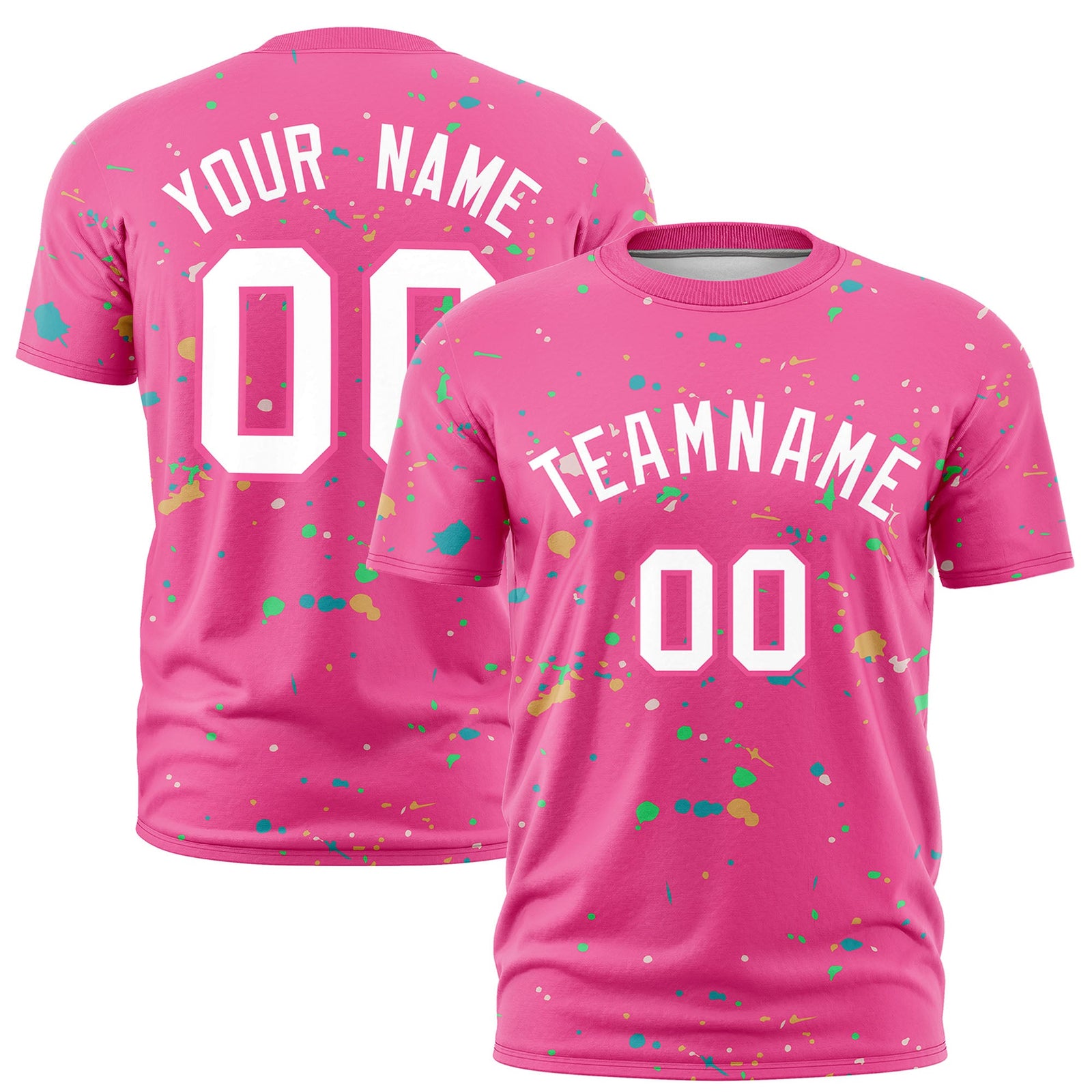 Custom Pink White Spray Painting Graffiti Pattern Personalization T-shirt| KXKSHOP