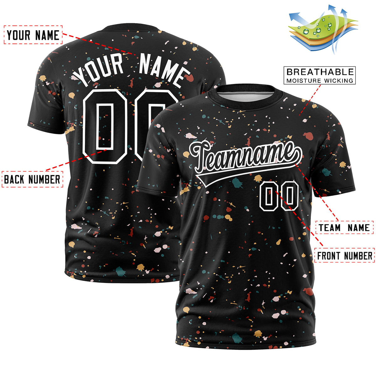 Custom Black White Spray Painting Graffiti Pattern Personalization T-shirt| KXKSHOP