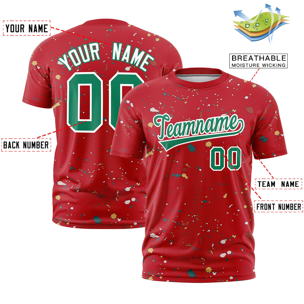 Custom Red Kelly Green White Spray Painting Graffiti Pattern Personalization T-shirt| KXKSHOP