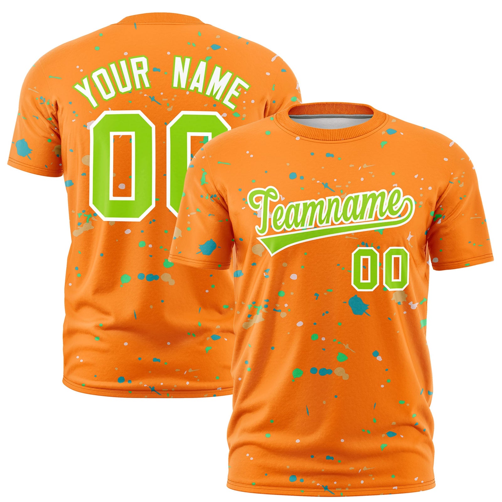 Custom Orange Neon Green White Spray Painting Graffiti Pattern Personalization T-shirt| KXKSHOP