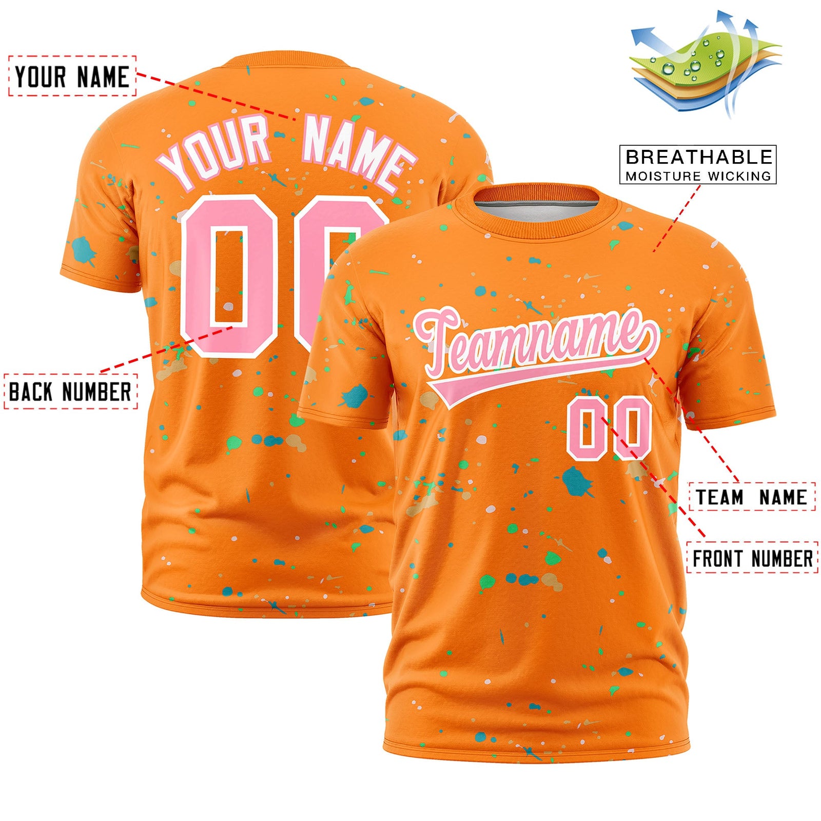 Custom Orange Light Pink White Spray Painting Graffiti Pattern Personalization T-shirt| KXKSHOP