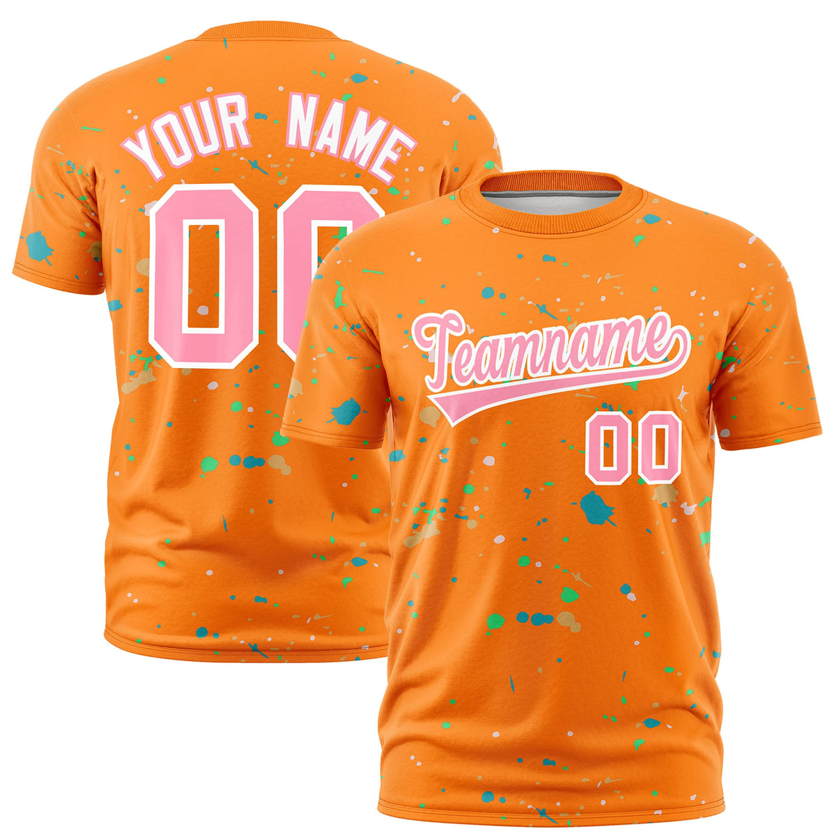 Custom Orange Light Pink White Spray Painting Graffiti Pattern Personalization T-shirt| KXKSHOP