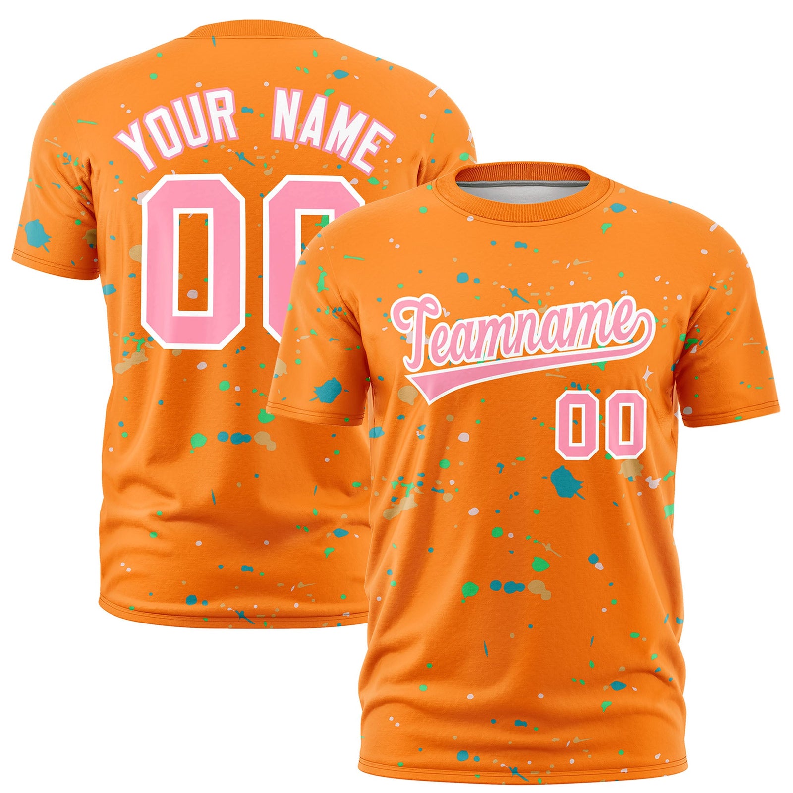 Custom Orange Light Pink White Spray Painting Graffiti Pattern Personalization T-shirt| KXKSHOP