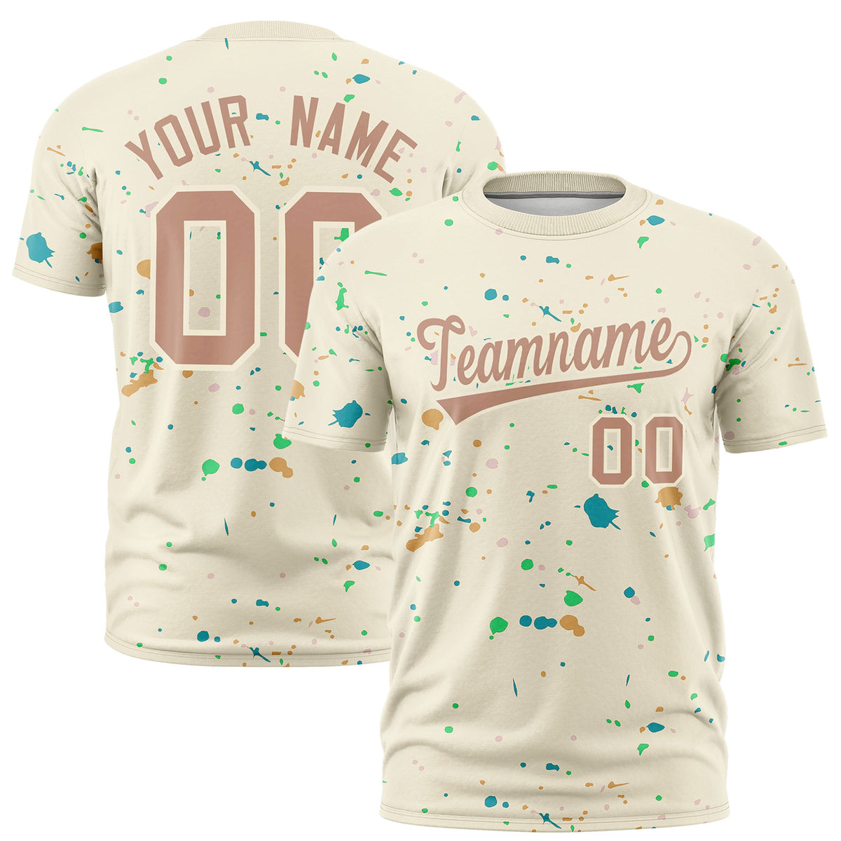 Custom Cream Coffee Spray Painting Graffiti Pattern Personalization T-shirt| KXKSHOP