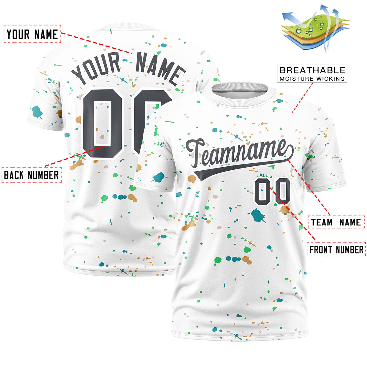 Custom White Gray Spray Painting Graffiti Pattern Personalization T-shirt| KXKSHOP