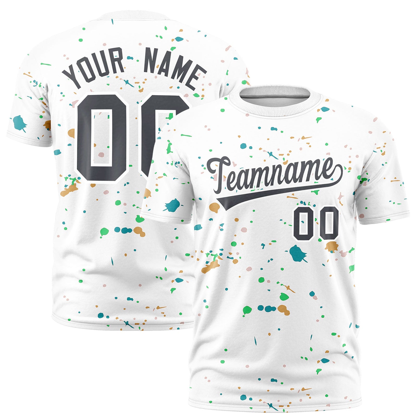 Custom White Gray Spray Painting Graffiti Pattern Personalization T-shirt| KXKSHOP