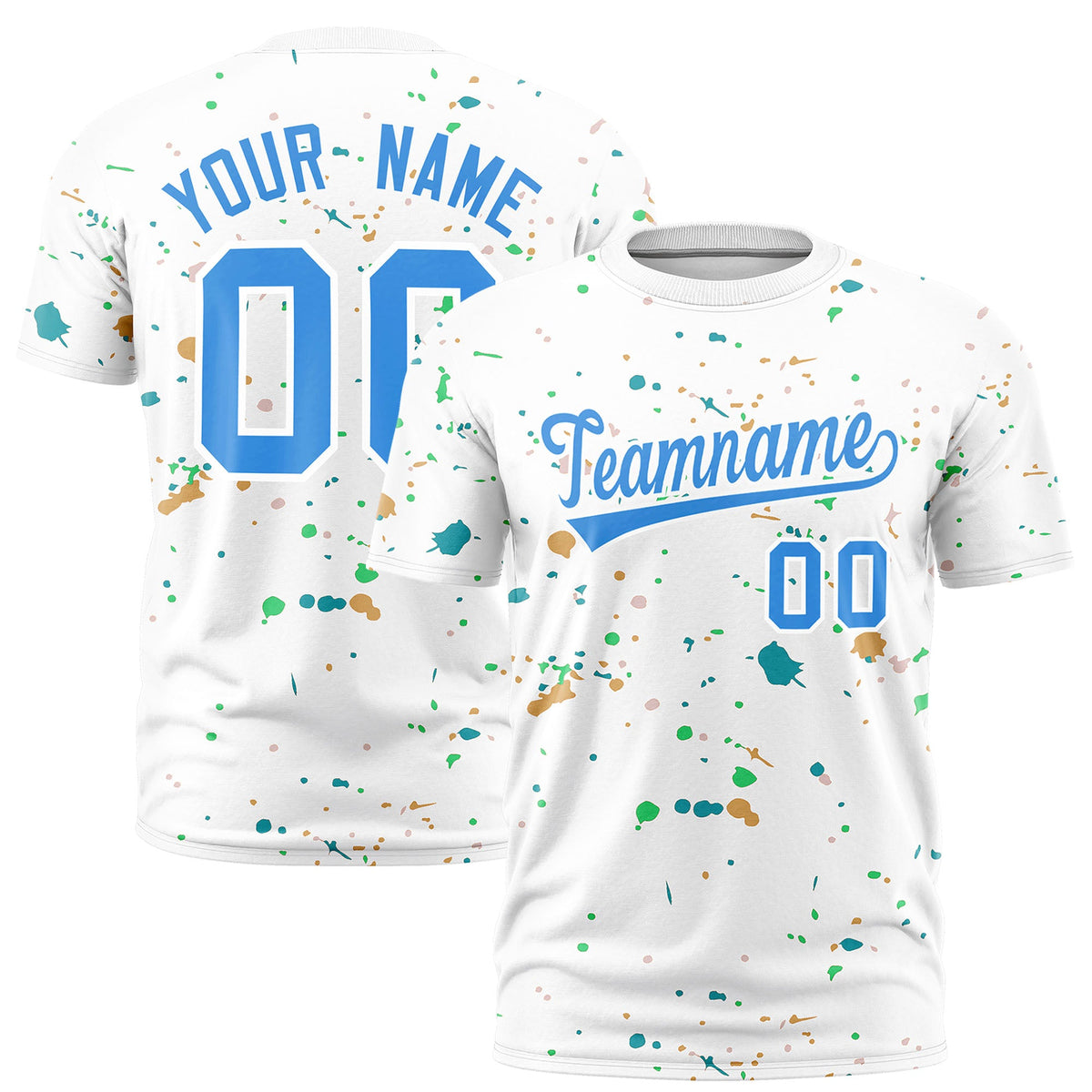 Custom White Light Blue Spray Painting Graffiti Pattern Personalization T-shirt| KXKSHOP