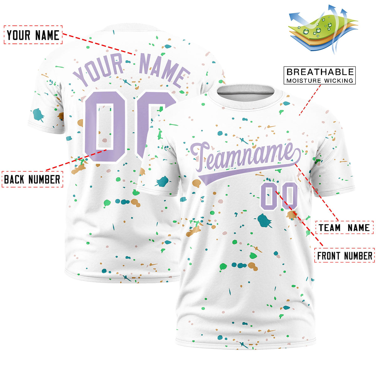 Custom White Light Purple Spray Painting Graffiti Pattern Personalization T-shirt| KXKSHOP