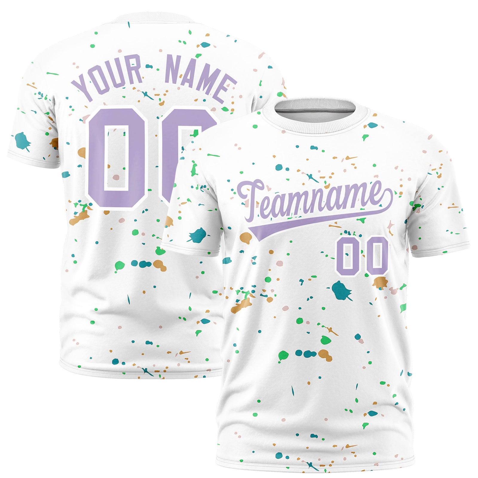 Custom White Light Purple Spray Painting Graffiti Pattern Personalization T-shirt| KXKSHOP