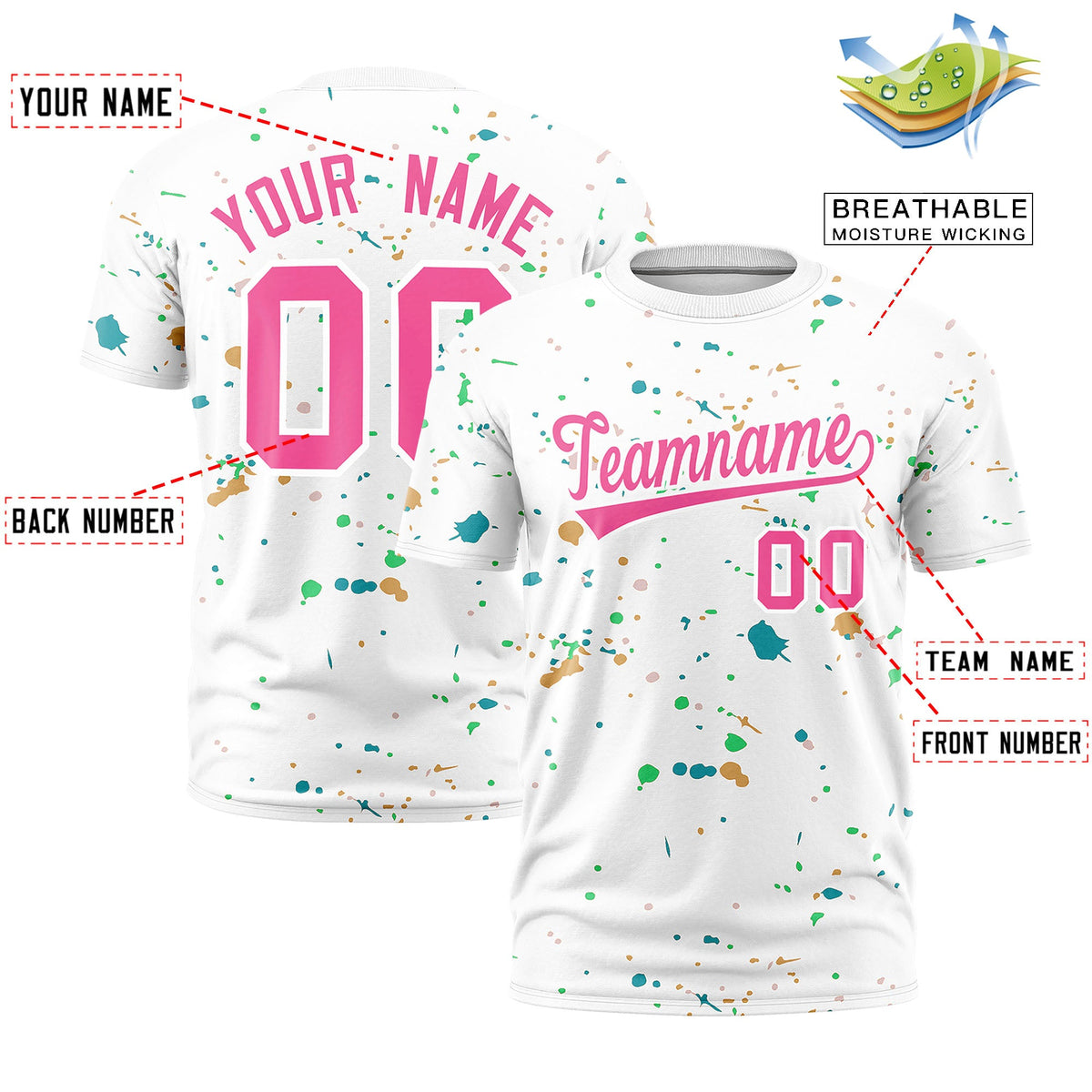 Custom White Pink Spray Painting Graffiti Pattern Personalization T-shirt| KXKSHOP