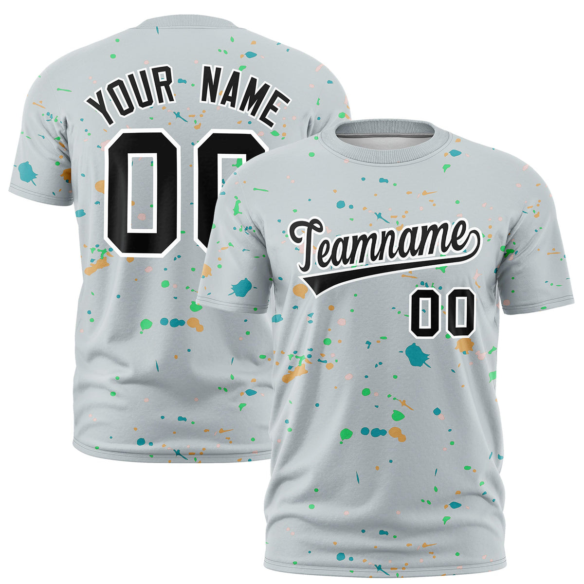 Custom Silver Black White Spray Painting Graffiti Pattern Personalization T-shirt| KXKSHOP