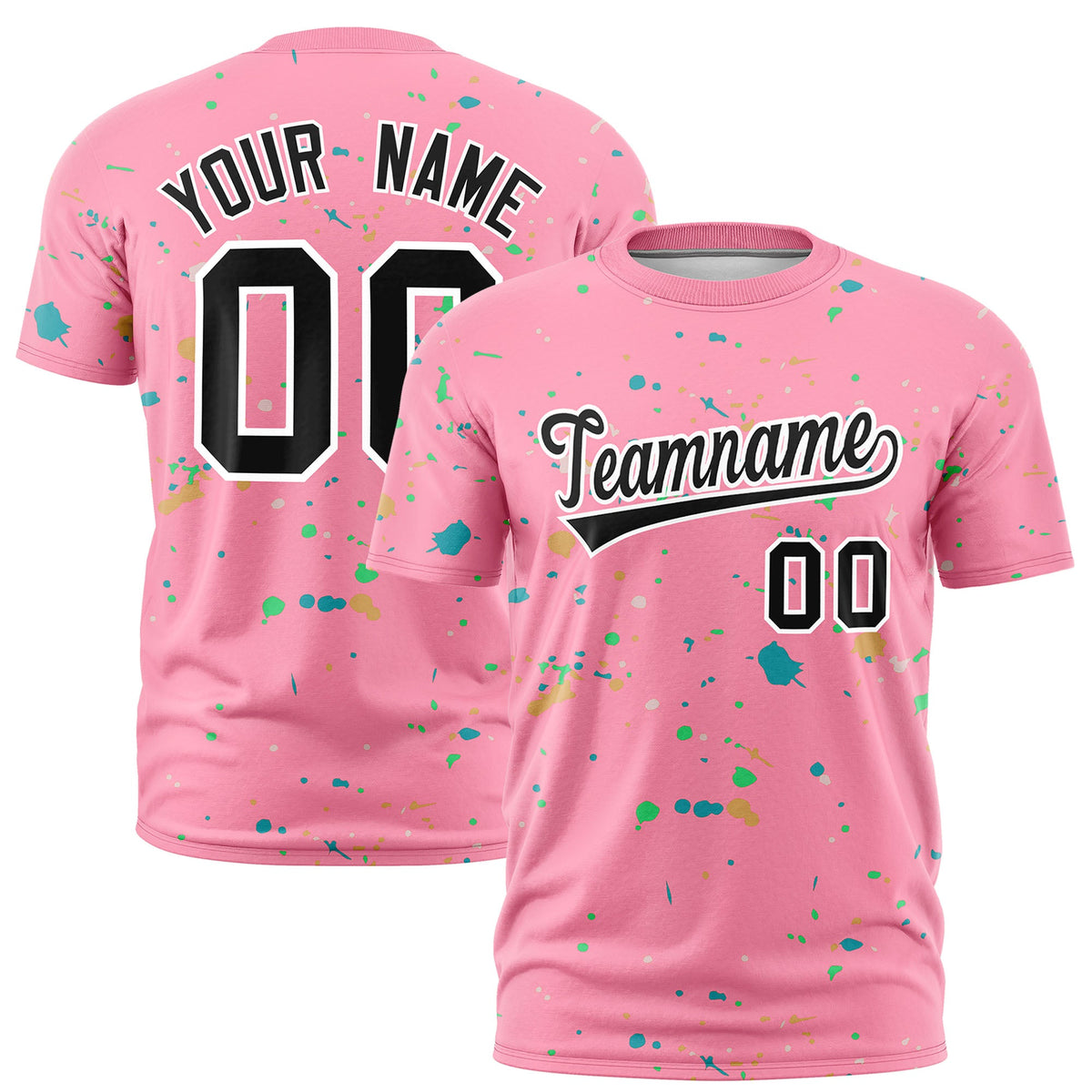 Custom Light Pink Black White Spray Painting Graffiti Pattern Personalization T-shirt| KXKSHOP