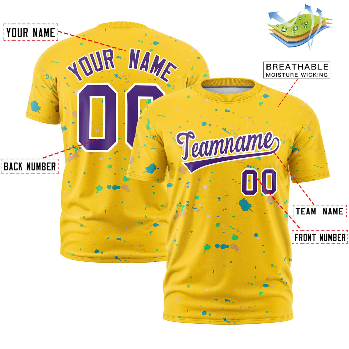 Custom Gold Purple White Spray Painting Graffiti Pattern Personalization T-shirt| KXKSHOP