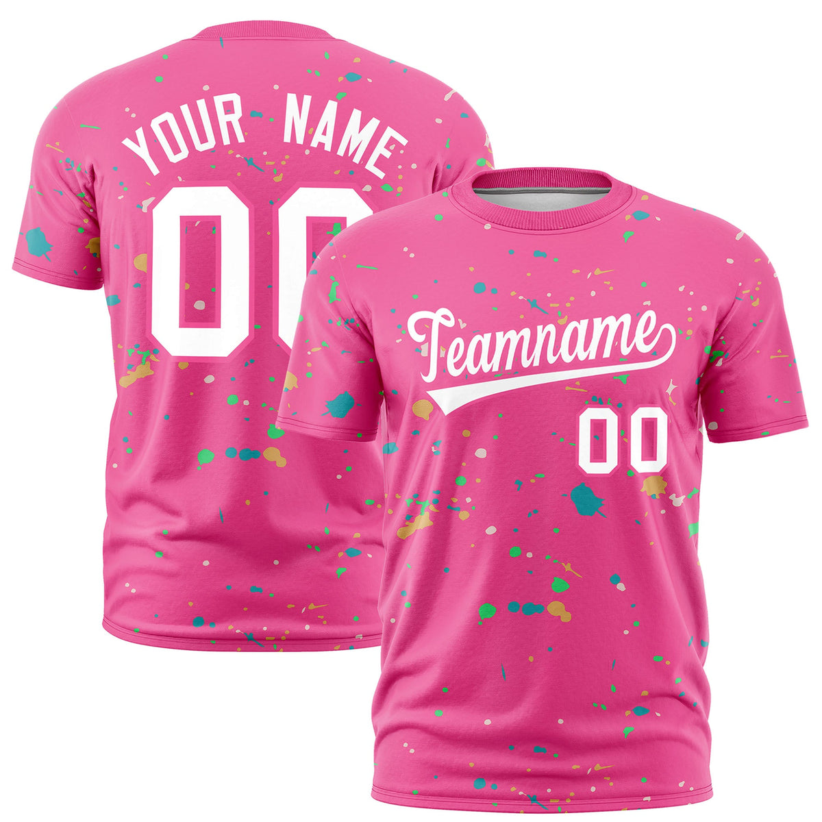 Custom Pink White Spray Painting Graffiti Pattern Personalization T-shirt| KXKSHOP