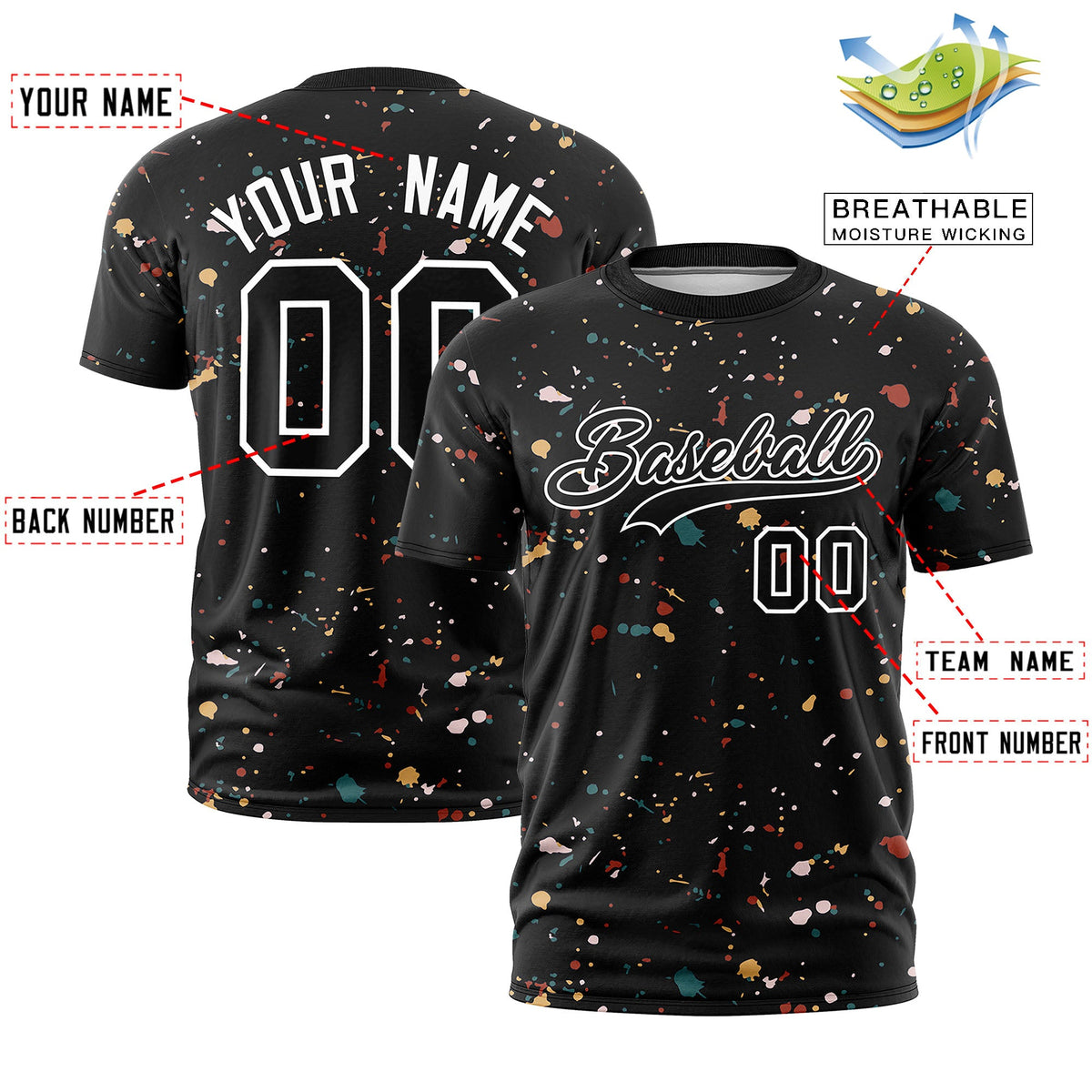 Custom Black White Spray Painting Graffiti Pattern Personalization T-shirt| KXKSHOP