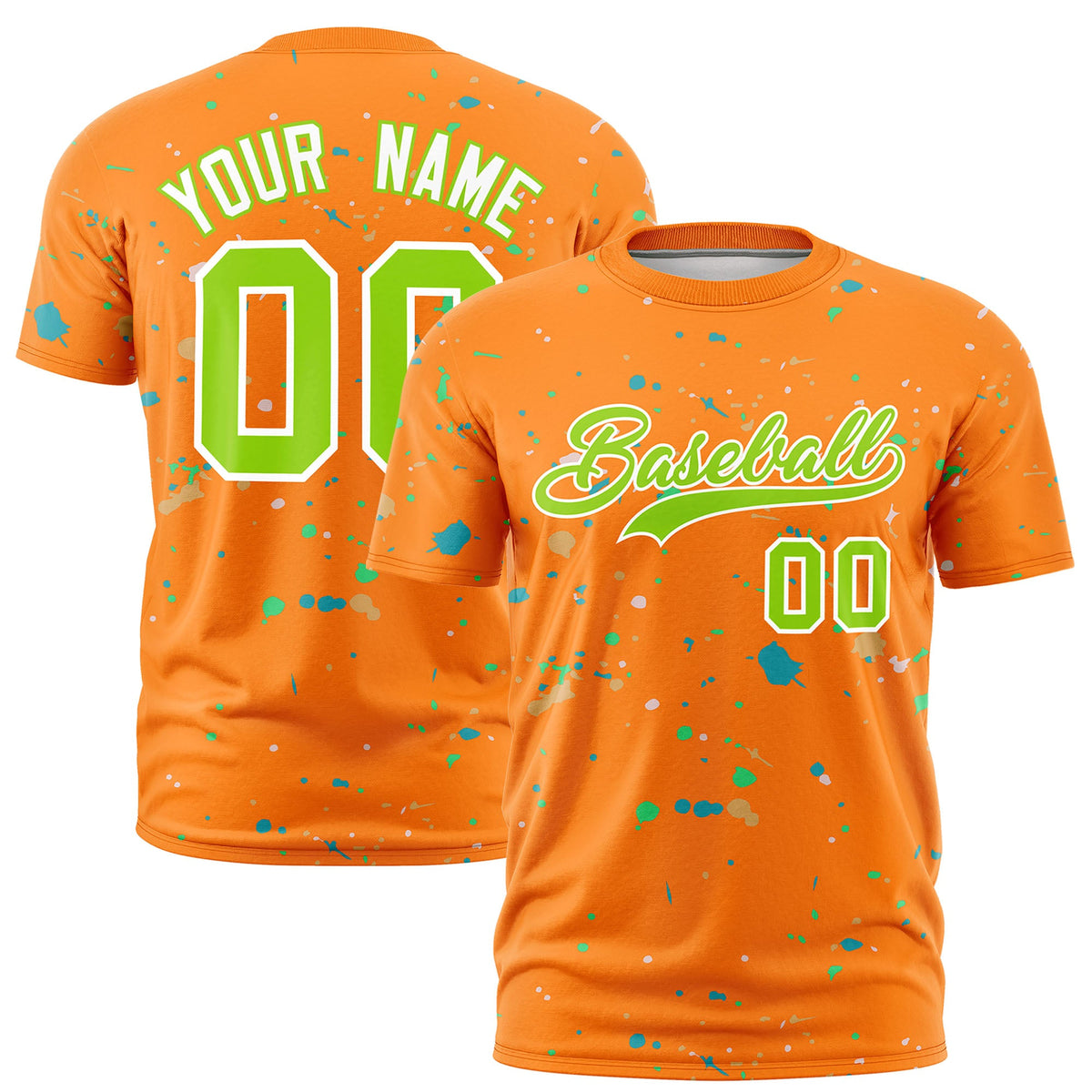 Custom Orange Neon Green White Spray Painting Graffiti Pattern Personalization T-shirt| KXKSHOP