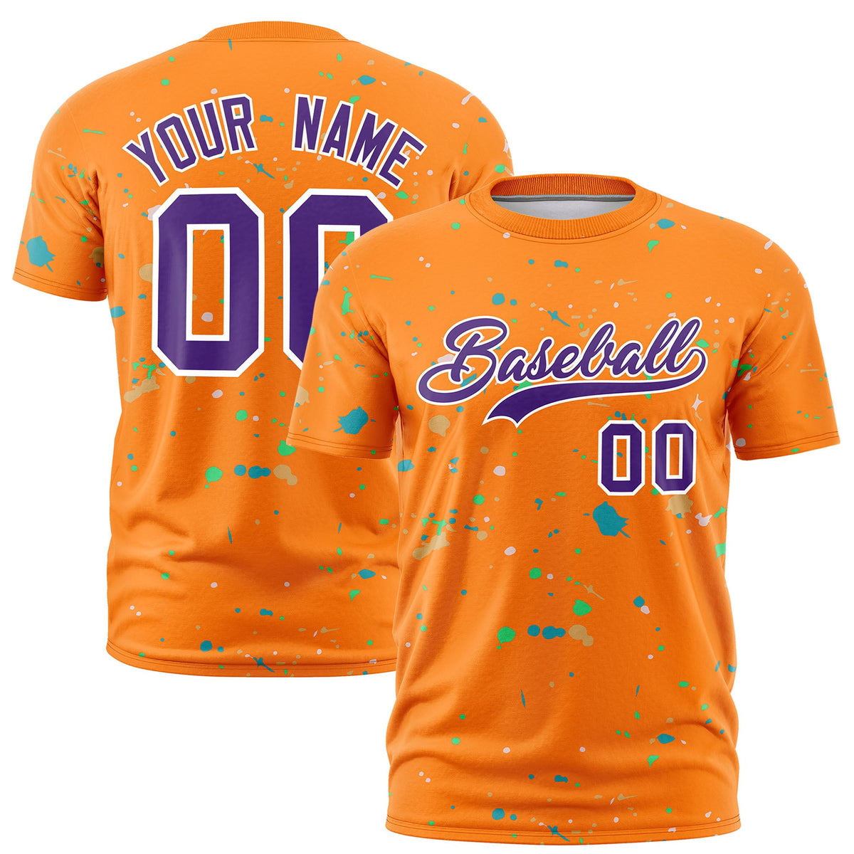 Custom Orange Purple White Spray Painting Graffiti Pattern Personalization T-shirt| KXKSHOP