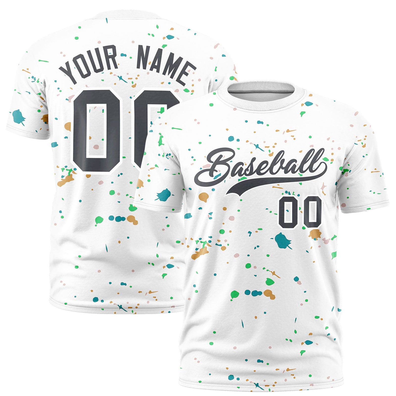 Custom White Gray Spray Painting Graffiti Pattern Personalization T-shirt| KXKSHOP