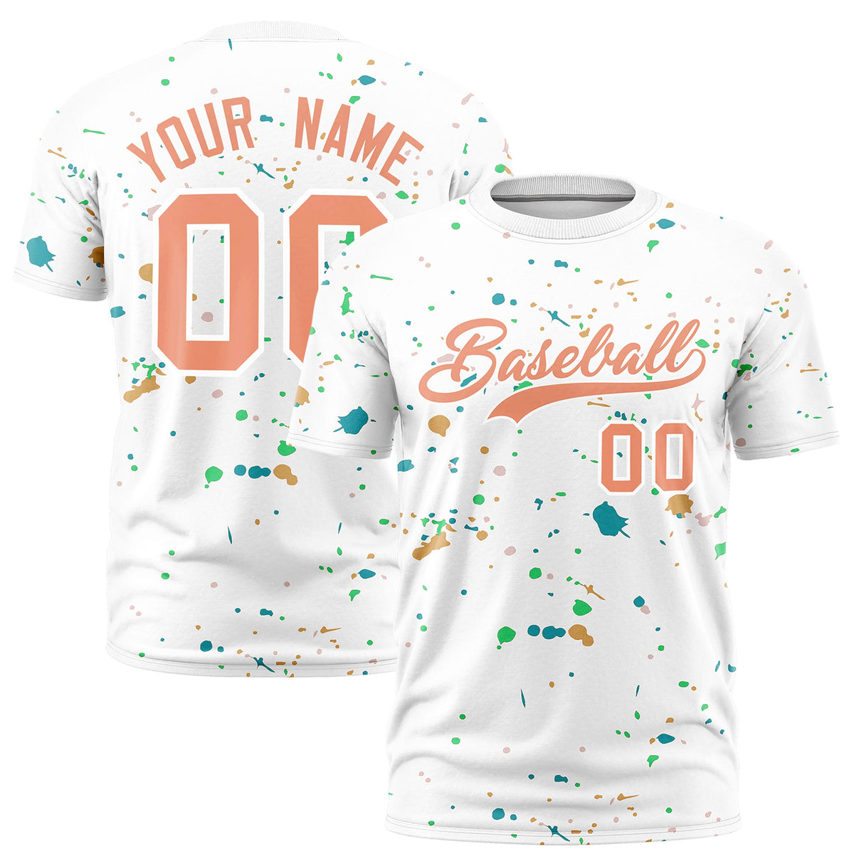 Custom White Light Orange Spray Painting Graffiti Pattern Personalization T-shirt| KXKSHOP