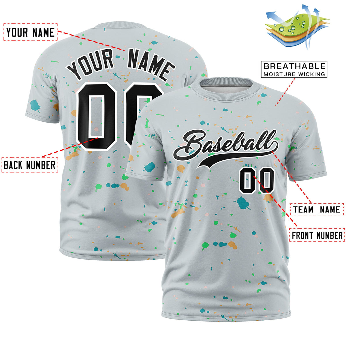 Custom Silver Black White Spray Painting Graffiti Pattern Personalization T-shirt| KXKSHOP