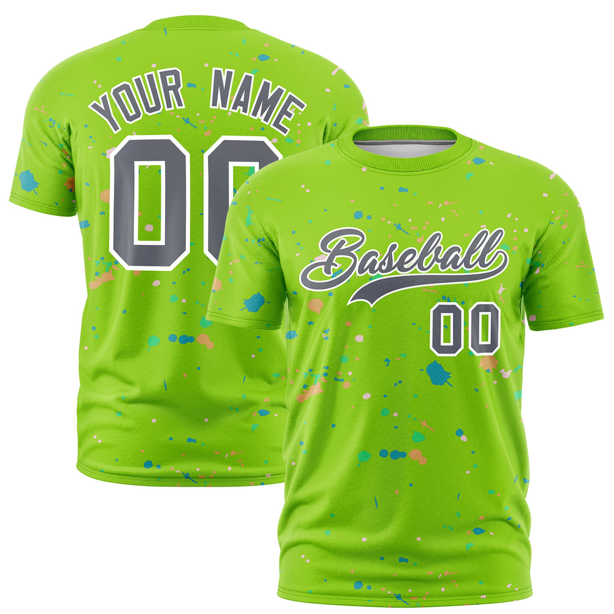 Custom Neon Green Gray White Spray Painting Graffiti Pattern Personalization T-shirt| KXKSHOP