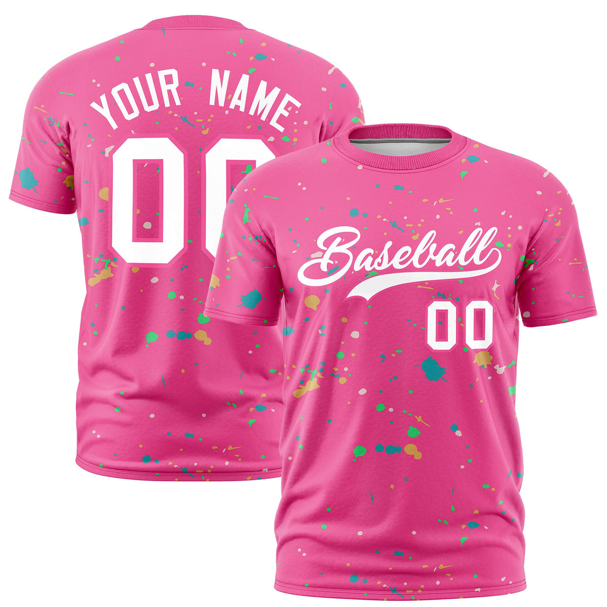 Custom Pink White Spray Painting Graffiti Pattern Personalization T-shirt| KXKSHOP