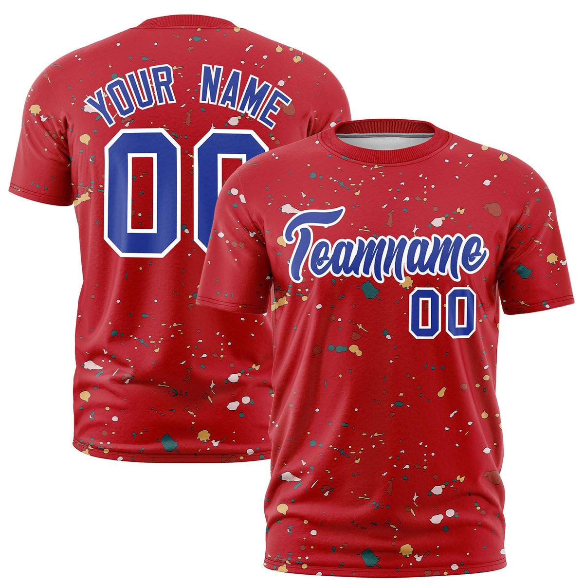 Custom Red Royal Blue White Spray Painting Graffiti Pattern Personalization T-shirt| KXKSHOP