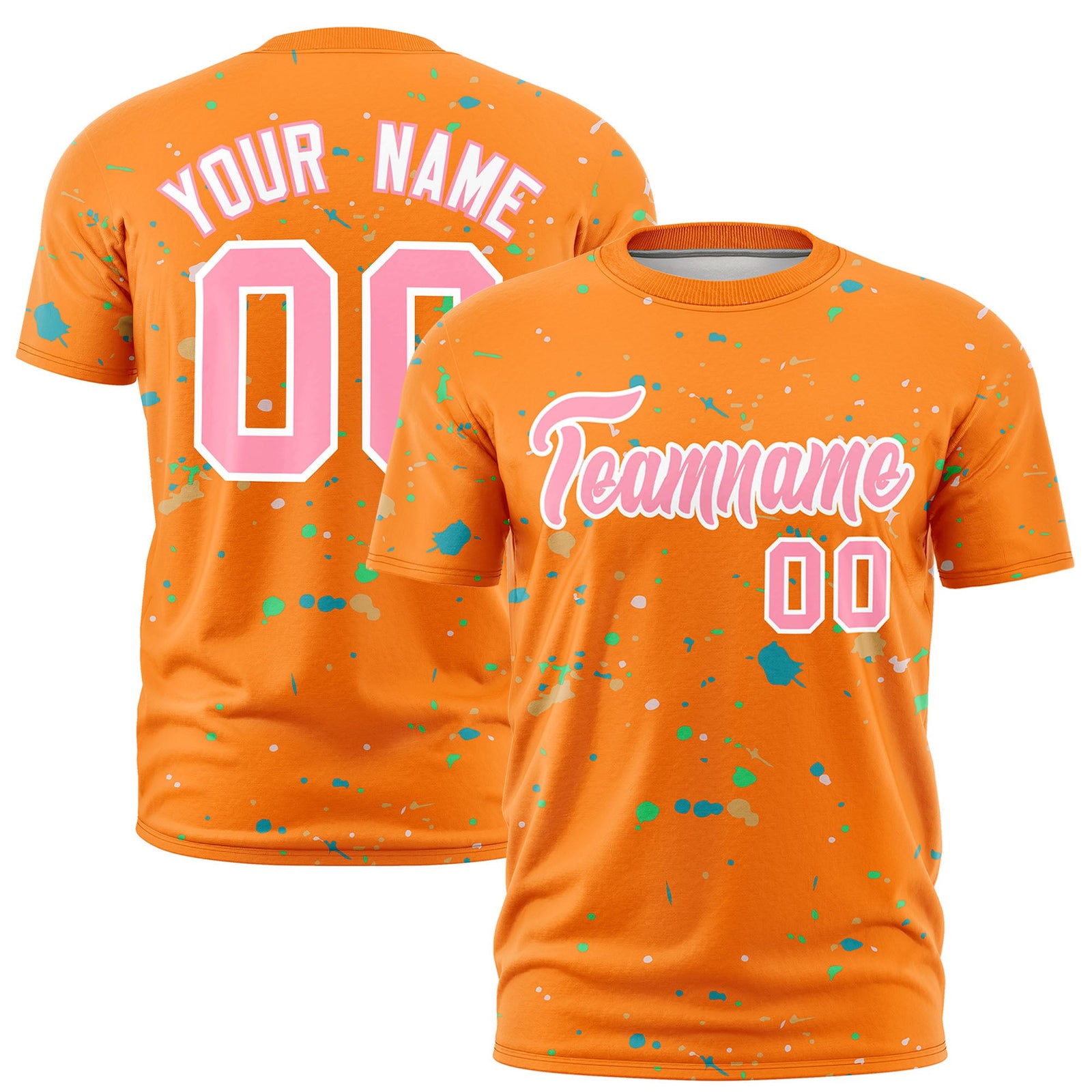 Custom Orange Light Pink White Spray Painting Graffiti Pattern Personalization T-shirt| KXKSHOP