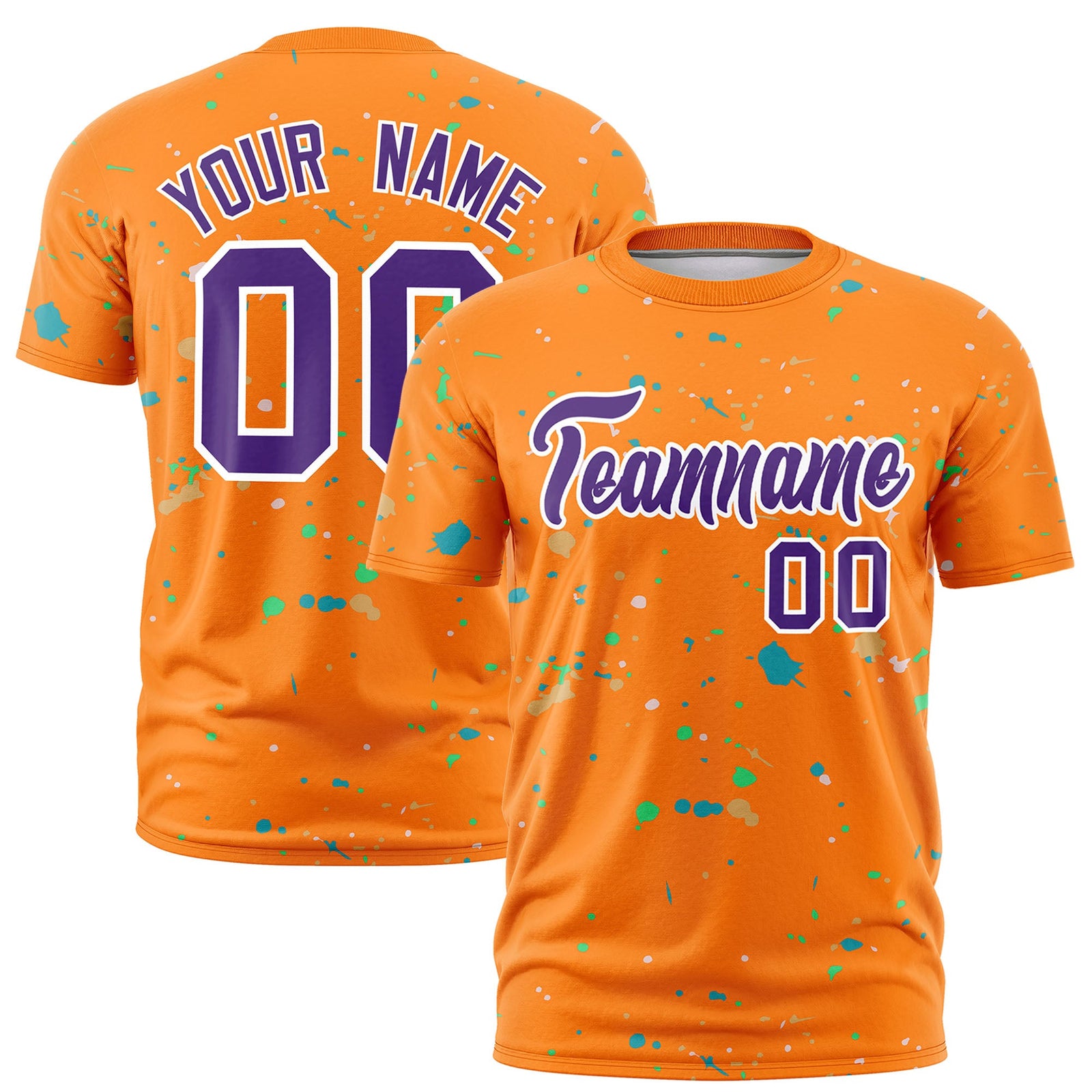 Custom Orange Purple White Spray Painting Graffiti Pattern Personalization T-shirt| KXKSHOP