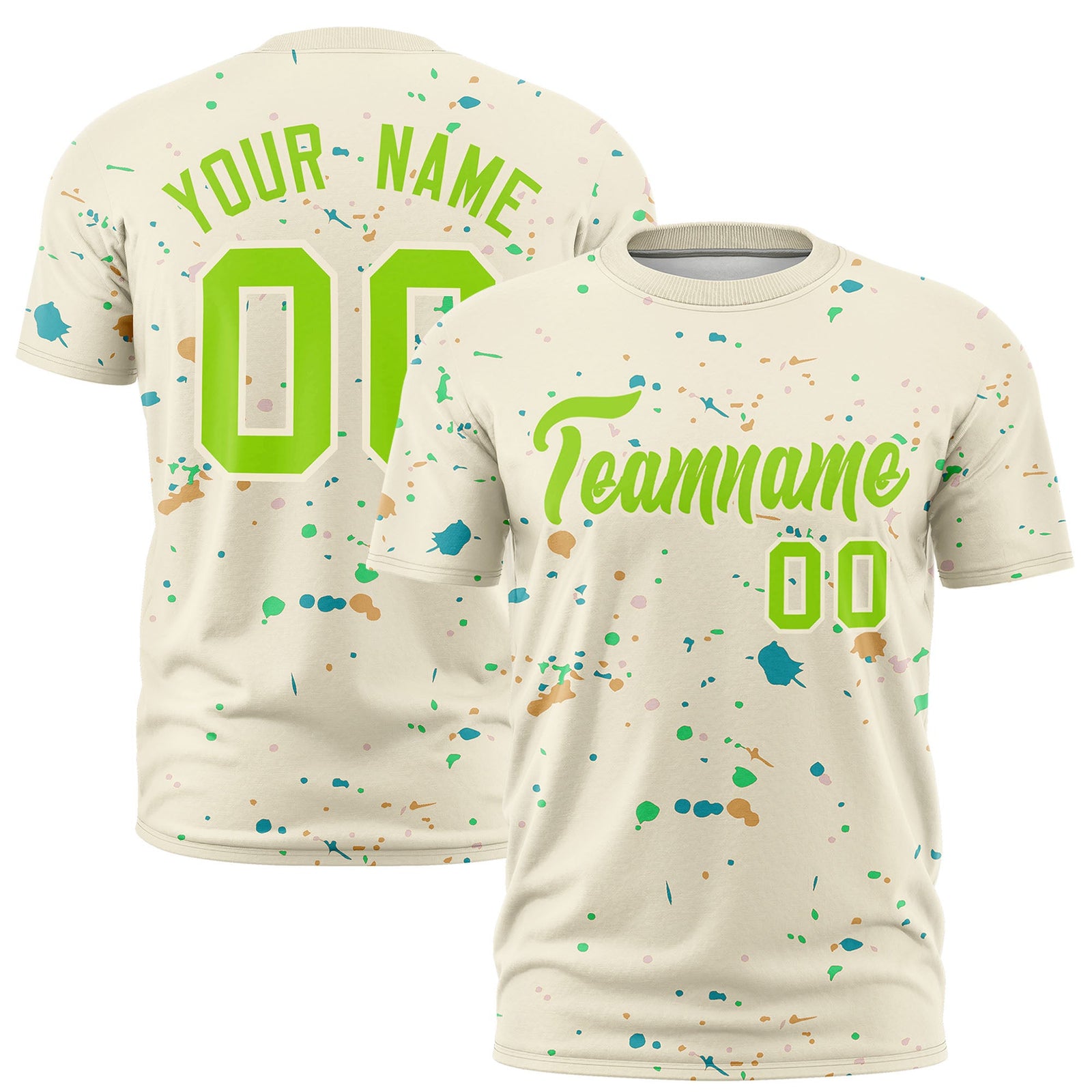 Custom Cream Neon Green Spray Painting Graffiti Pattern Personalization T-shirt| KXKSHOP
