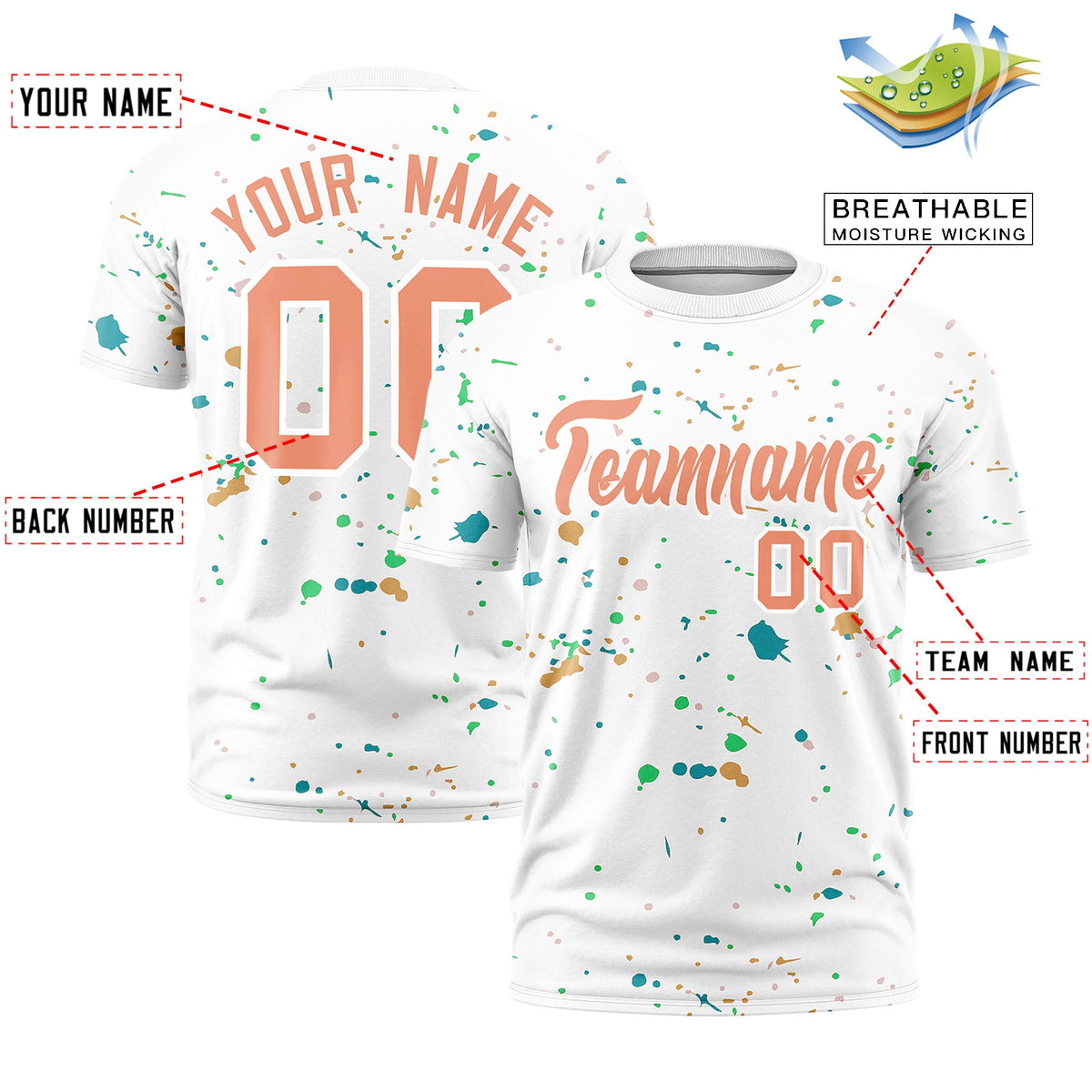 Custom White Light Orange Spray Painting Graffiti Pattern Personalization T-shirt| KXKSHOP