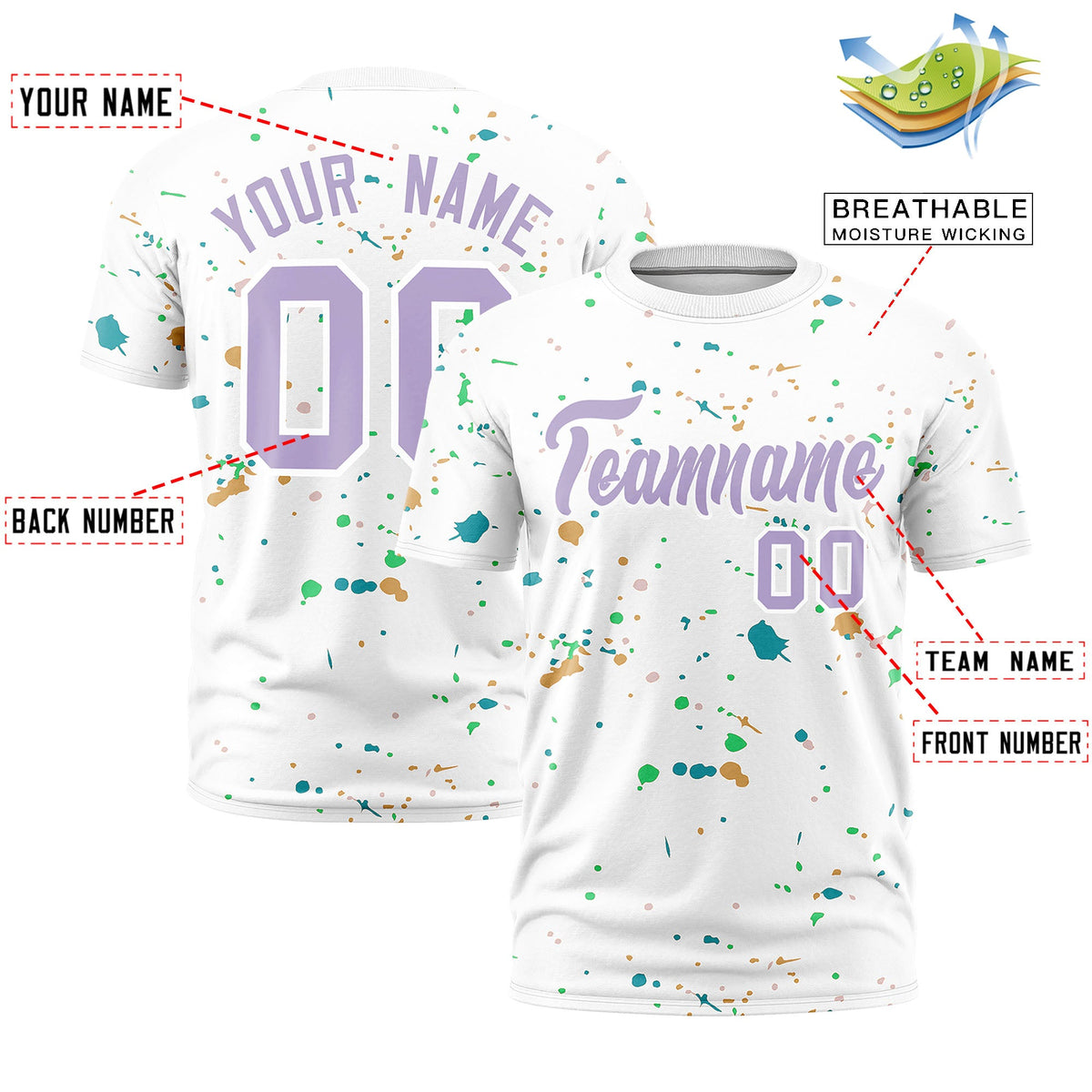 Custom White Light Purple Spray Painting Graffiti Pattern Personalization T-shirt| KXKSHOP