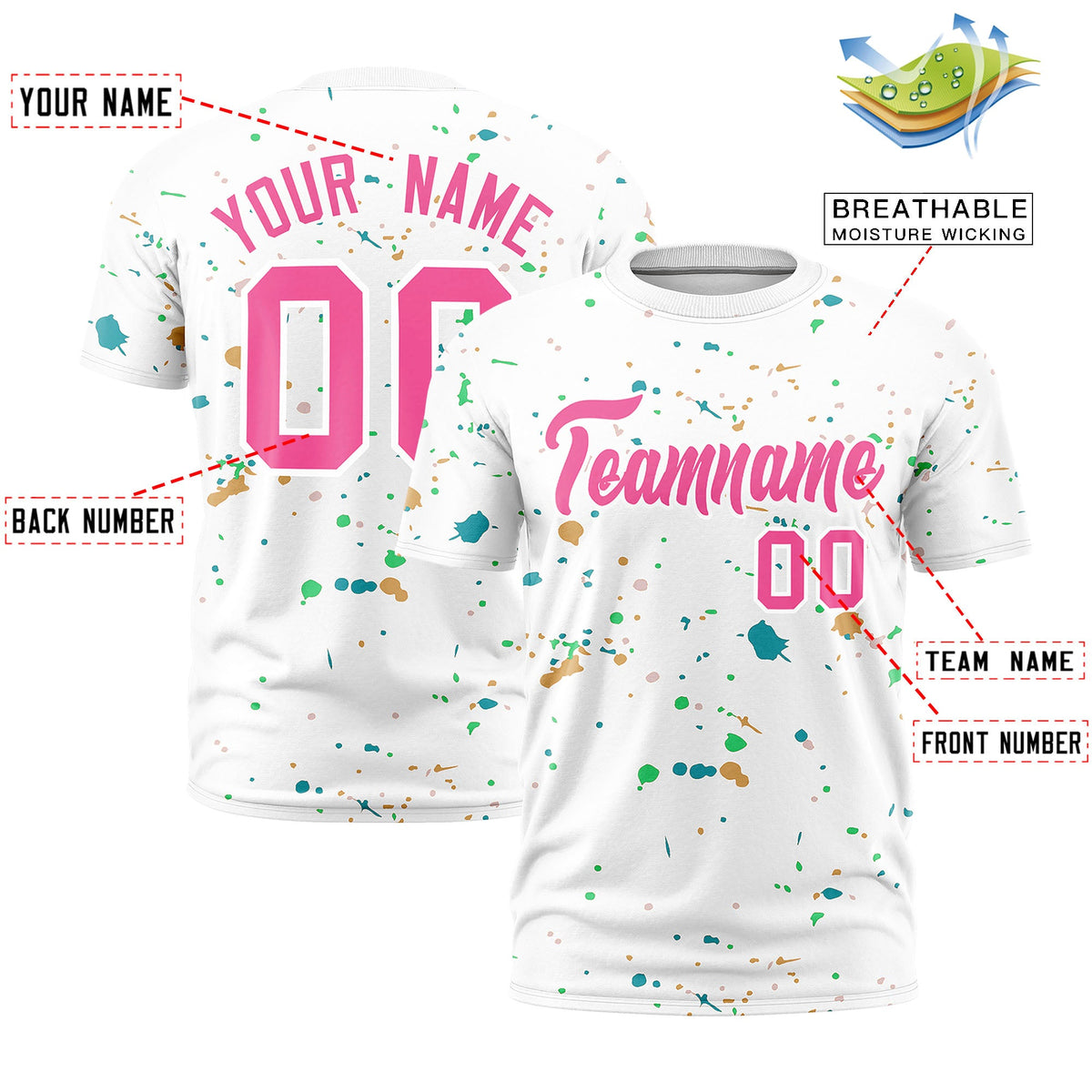 Custom White Pink Spray Painting Graffiti Pattern Personalization T-shirt| KXKSHOP