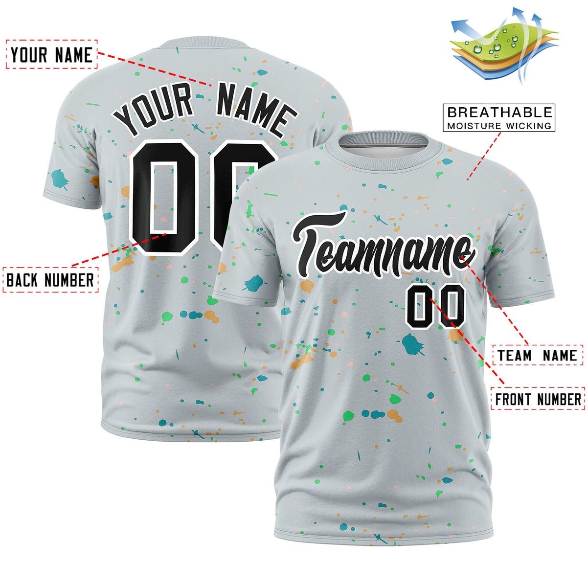 Custom Silver Black White Spray Painting Graffiti Pattern Personalization T-shirt| KXKSHOP