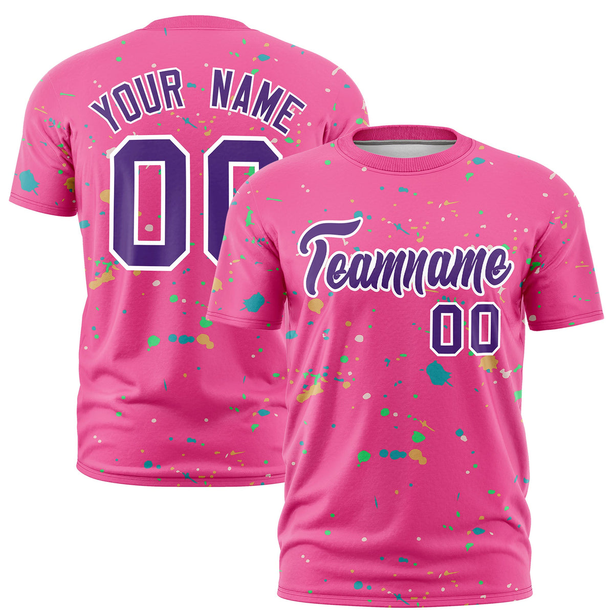 Custom Pink Purple White Spray Painting Graffiti Pattern Personalization T-shirt| KXKSHOP