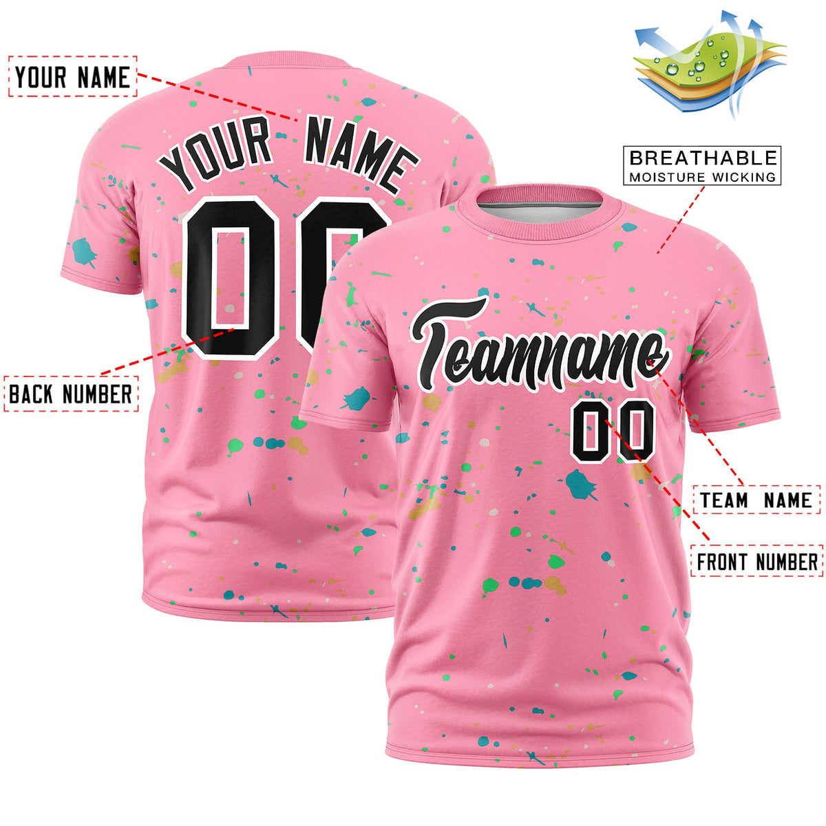 Custom Light Pink Black White Spray Painting Graffiti Pattern Personalization T-shirt| KXKSHOP