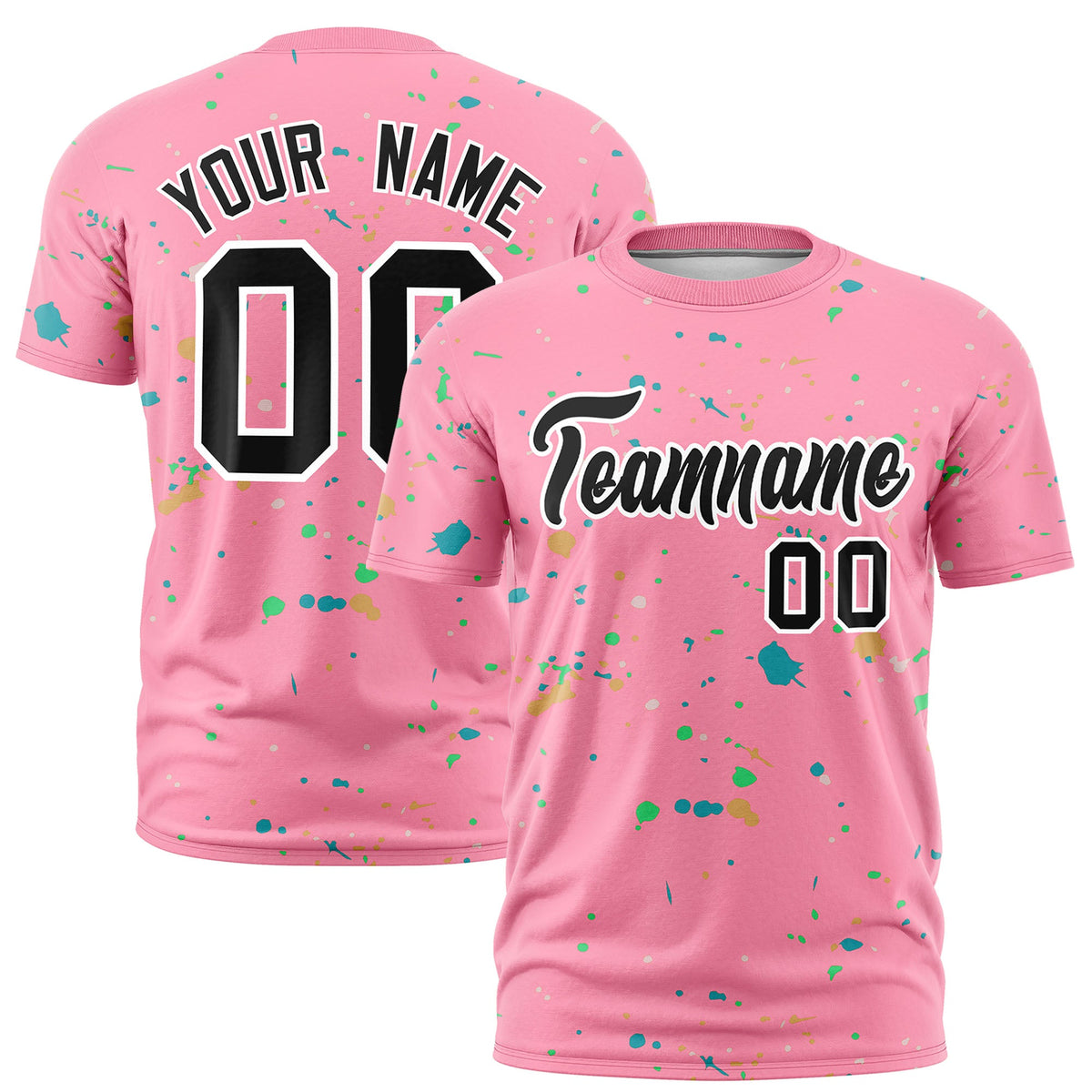 Custom Light Pink Black White Spray Painting Graffiti Pattern Personalization T-shirt| KXKSHOP