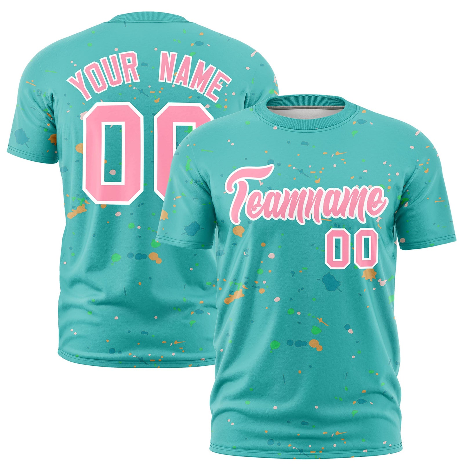 Custom Teal Light Pink White Spray Painting Graffiti Pattern Personalization T-shirt| KXKSHOP