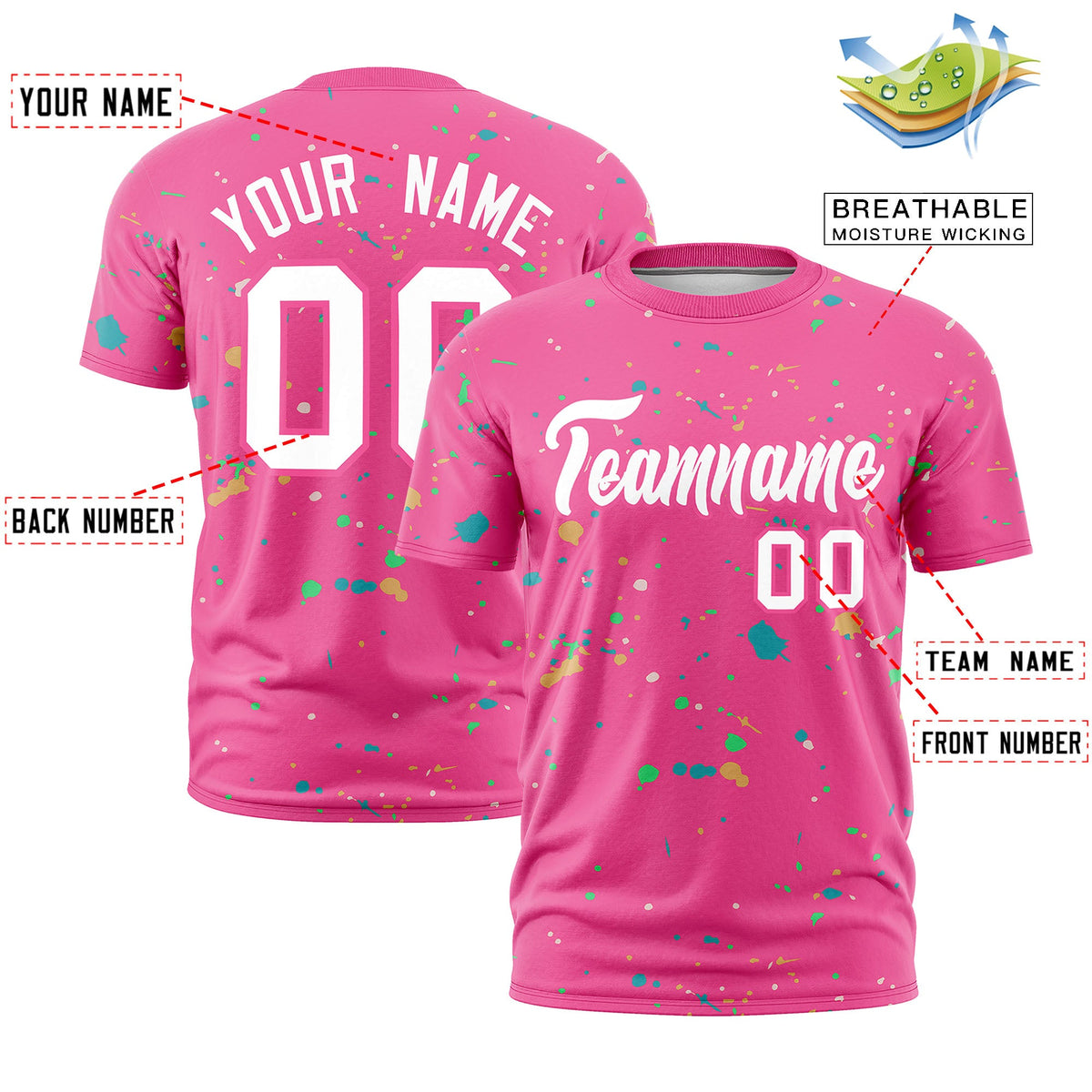 Custom Pink White Spray Painting Graffiti Pattern Personalization T-shirt| KXKSHOP