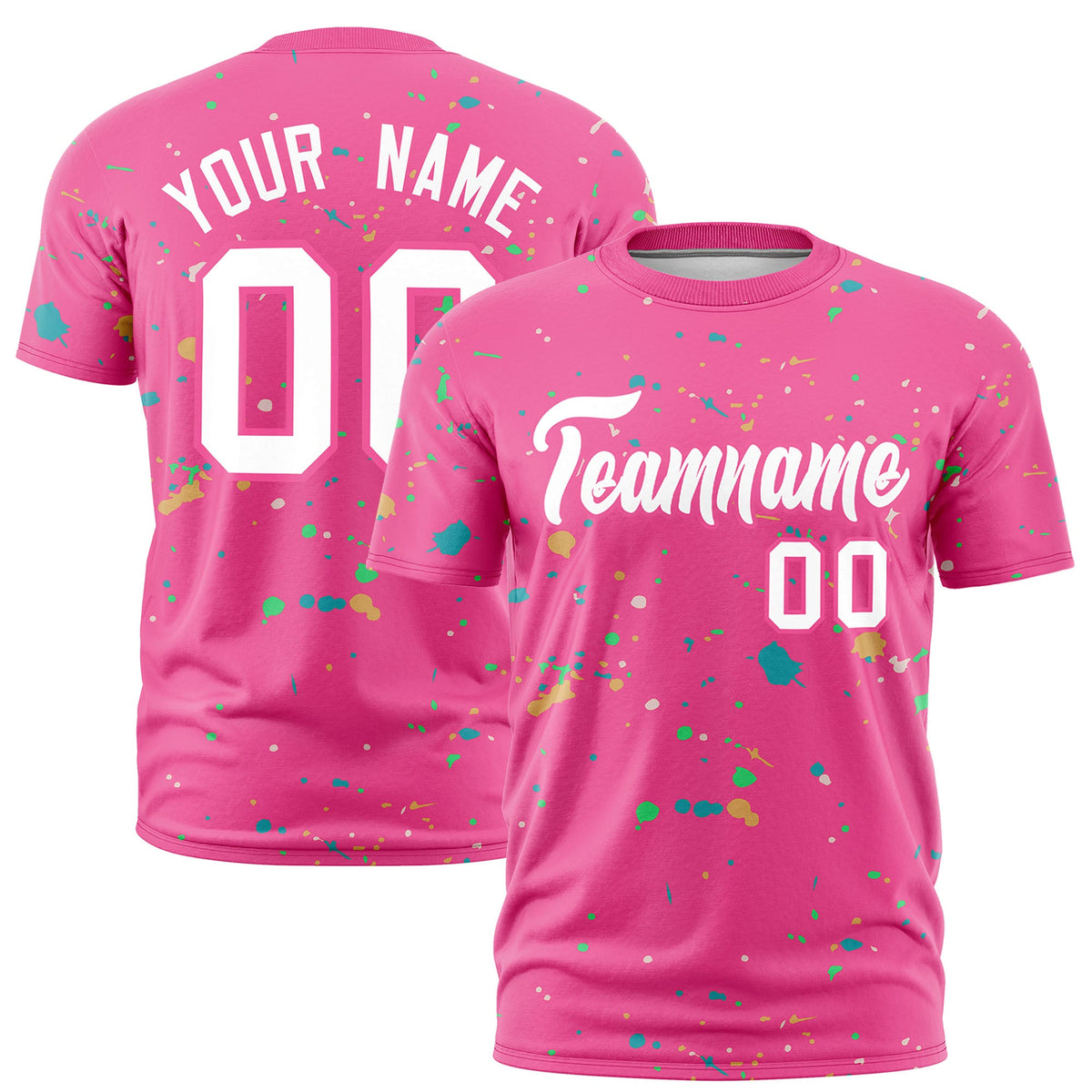 Custom Pink White Spray Painting Graffiti Pattern Personalization T-shirt| KXKSHOP