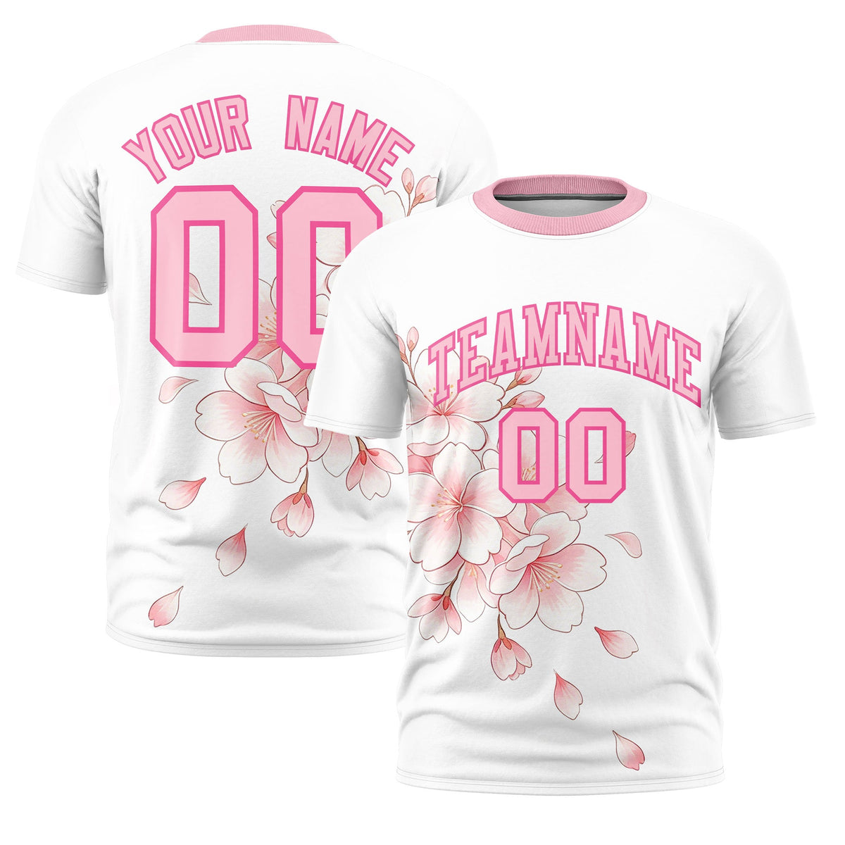 Custom White Light Pink Pink Cherry Blossoms Personalization Moisture-Wicking T-shirt| KXKSHOP