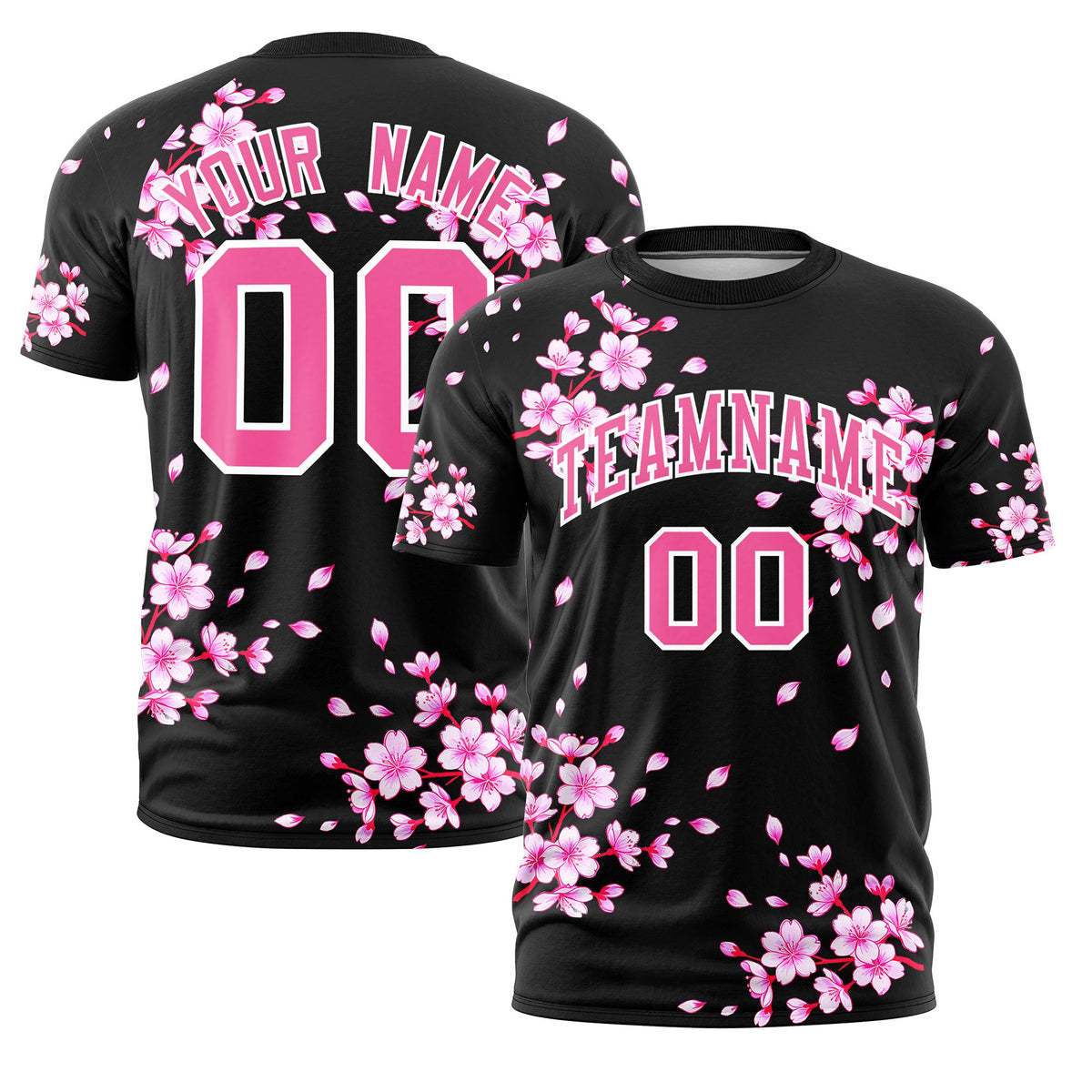 Custom Black Pink White Cherry Blossoms Personalization Moisture-Wicking T-shirt| KXKSHOP