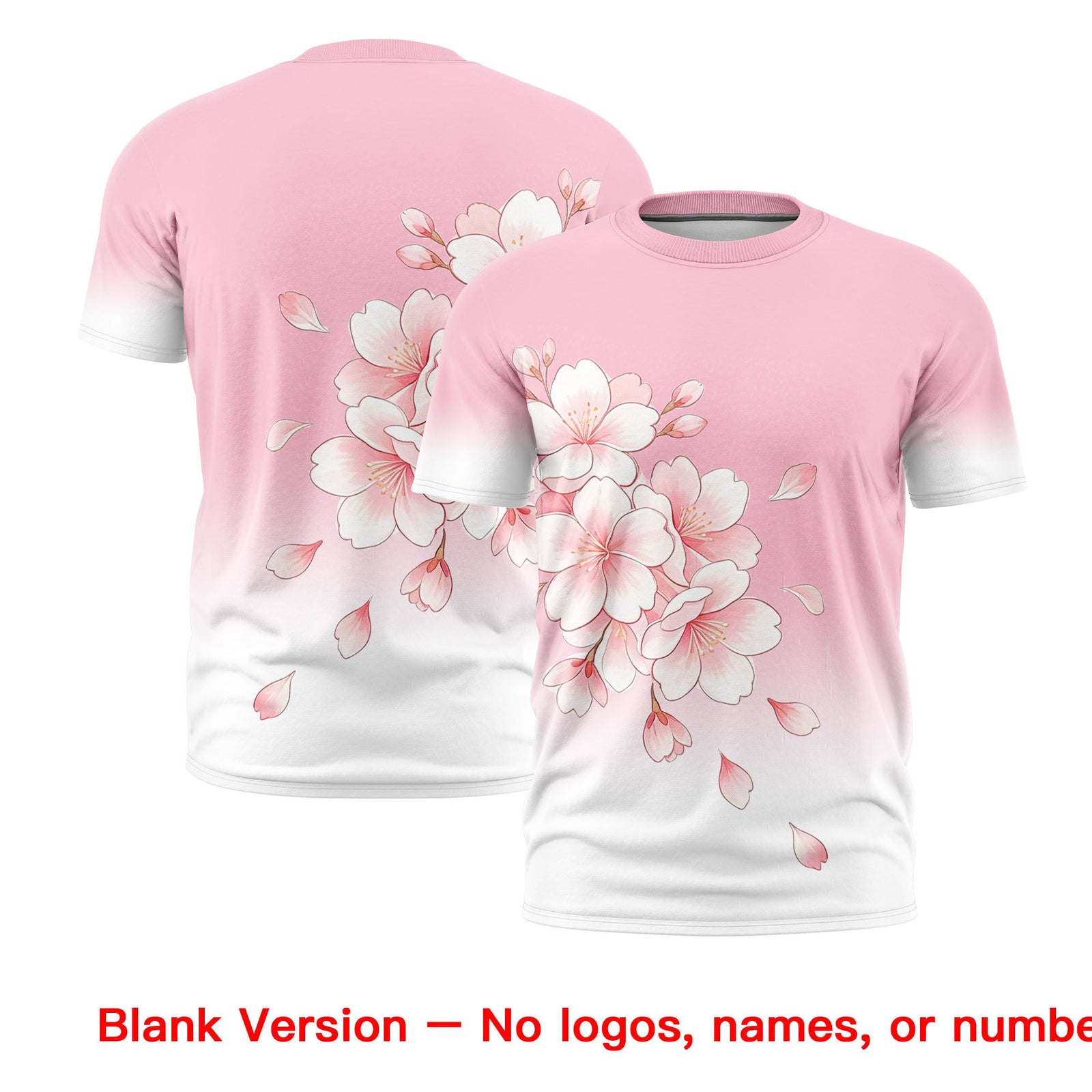 Custom Light Pink White Pink Cherry Blossoms Personalization Stretch Fabric T-shirt| KXKSHOP