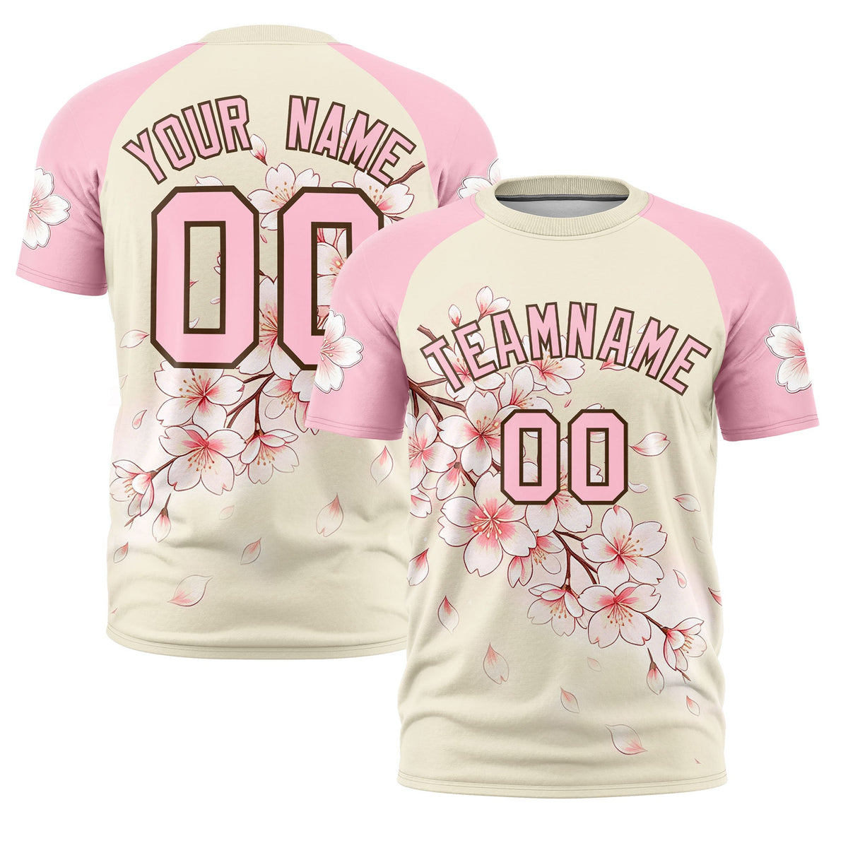 Custom Light Khaki Light Pink Light Brown Cherry Blossoms Personalization Moisture-Wicking T-shirt| KXKSHOP