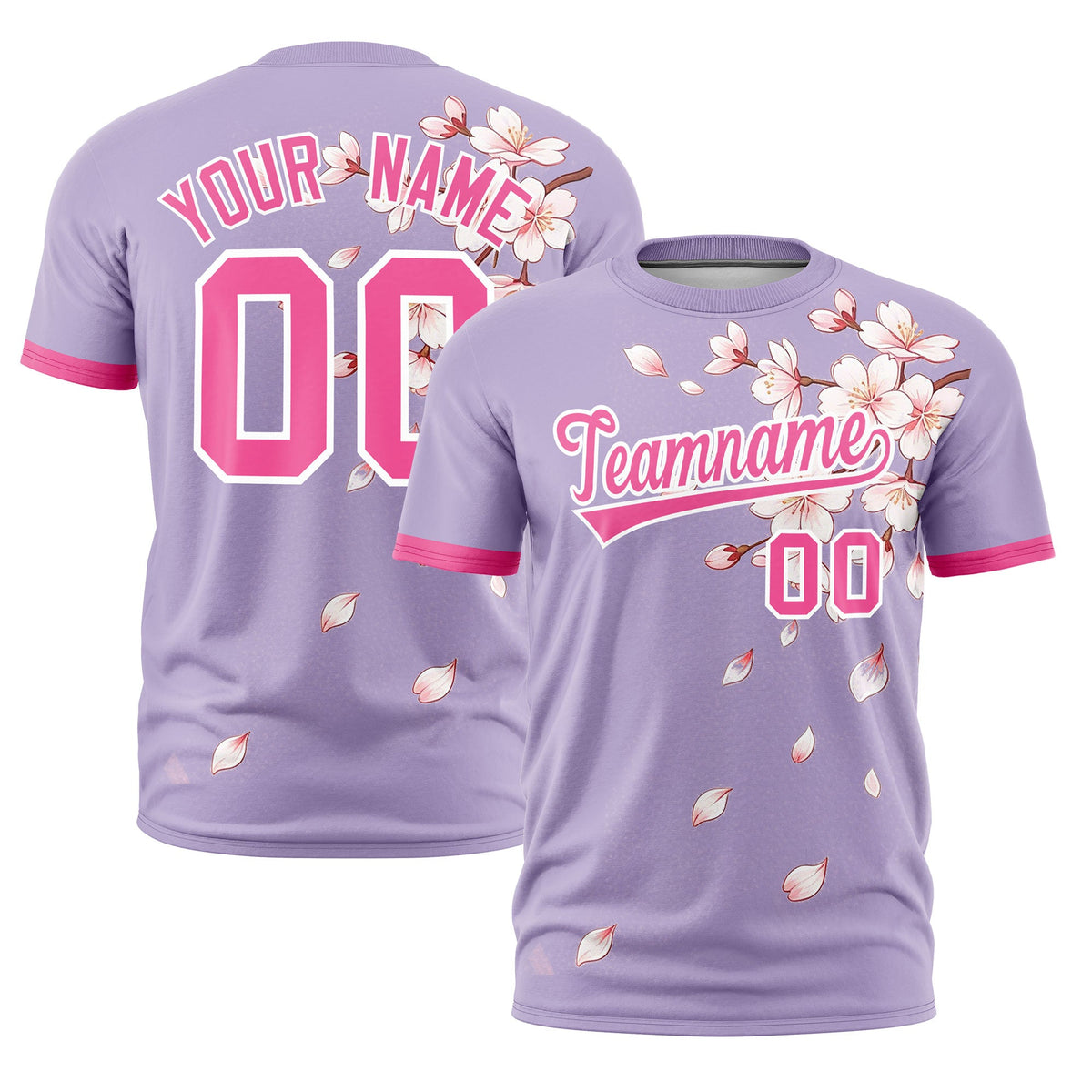 Custom Light Purple Pink White Cherry Blossoms Personalization Stretch Fabric T-shirt| KXKSHOP