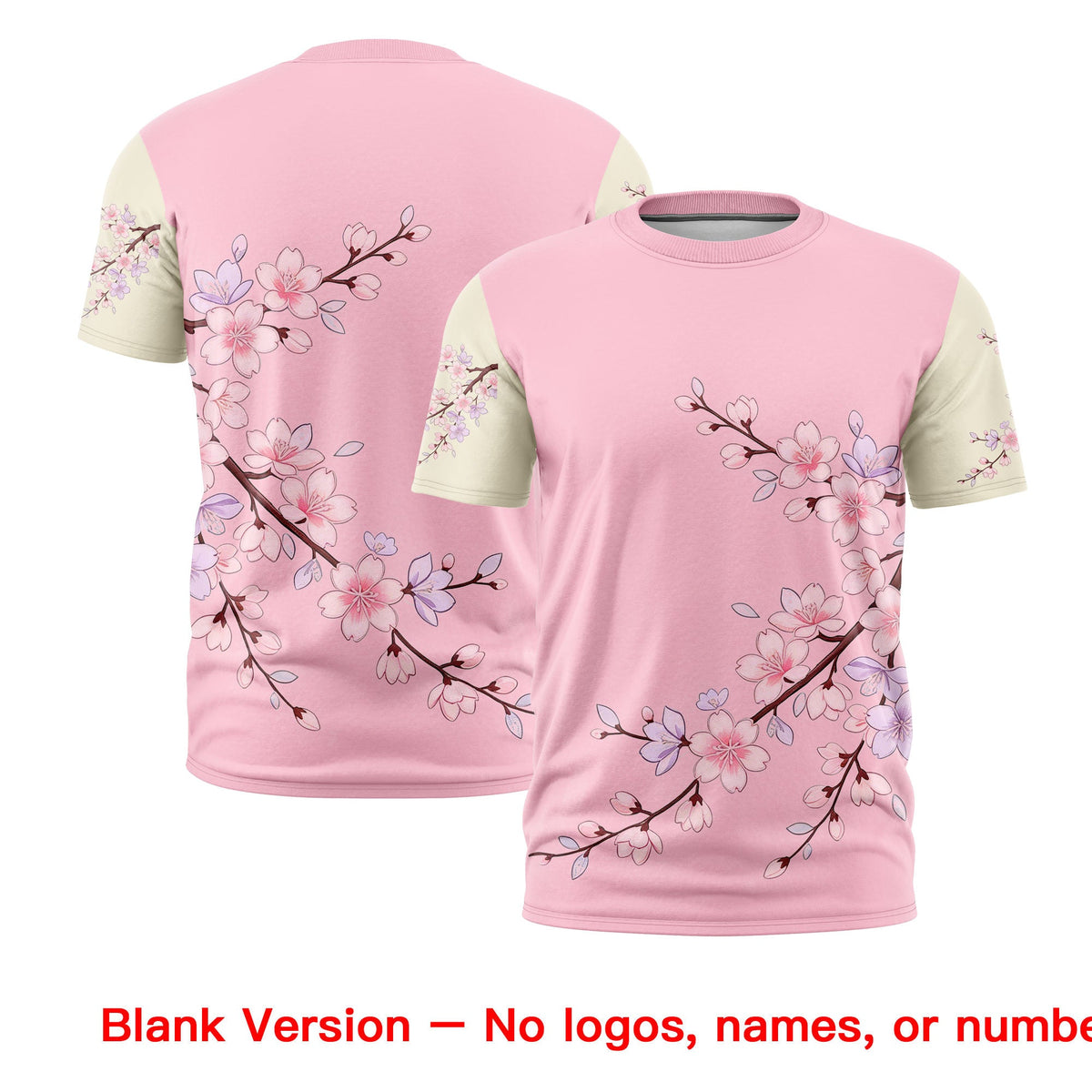 Custom Light Pink Light Khaki Black Cherry Blossoms Personalization Stretch Fabric T-shirt| KXKSHOP